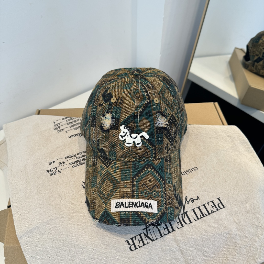 Balenciaga一比一男女款做舊印花棒球帽復古風街頭潮流帽
