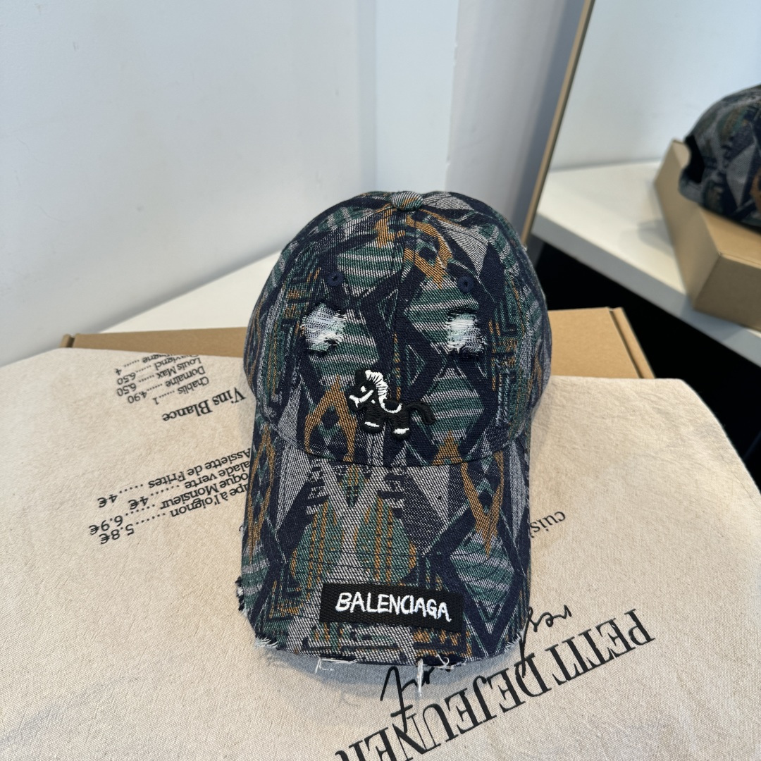 Balenciaga原單男女款復古印花棒球帽做舊設計百搭潮流帽