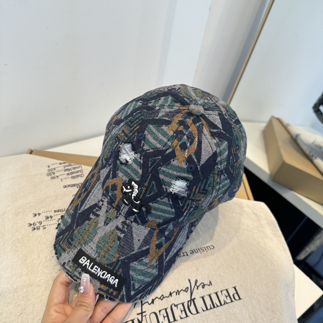 Balenciaga原單男女款復古印花棒球帽做舊設計百搭潮流帽