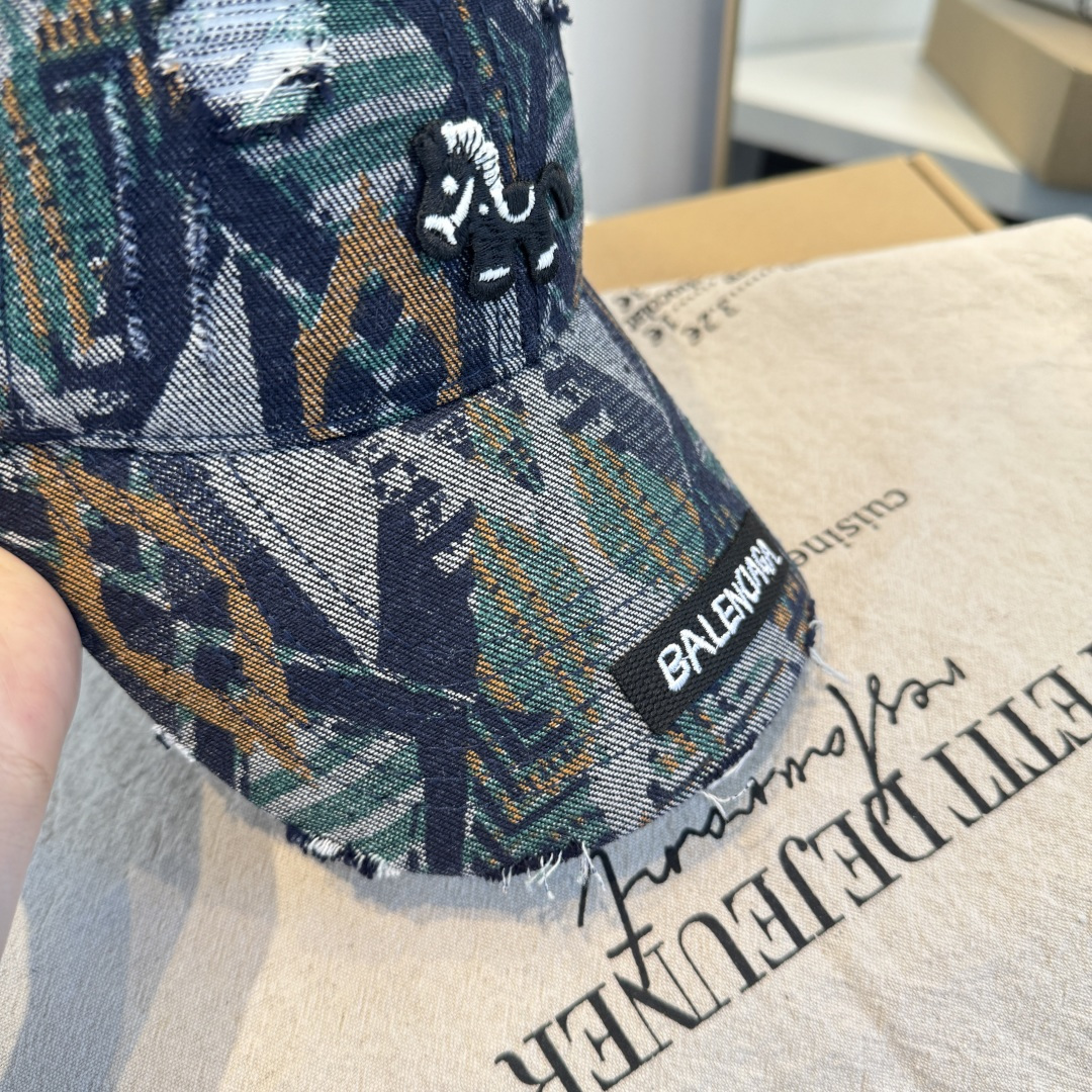 Balenciaga原單男女款復古印花棒球帽做舊設計百搭潮流帽