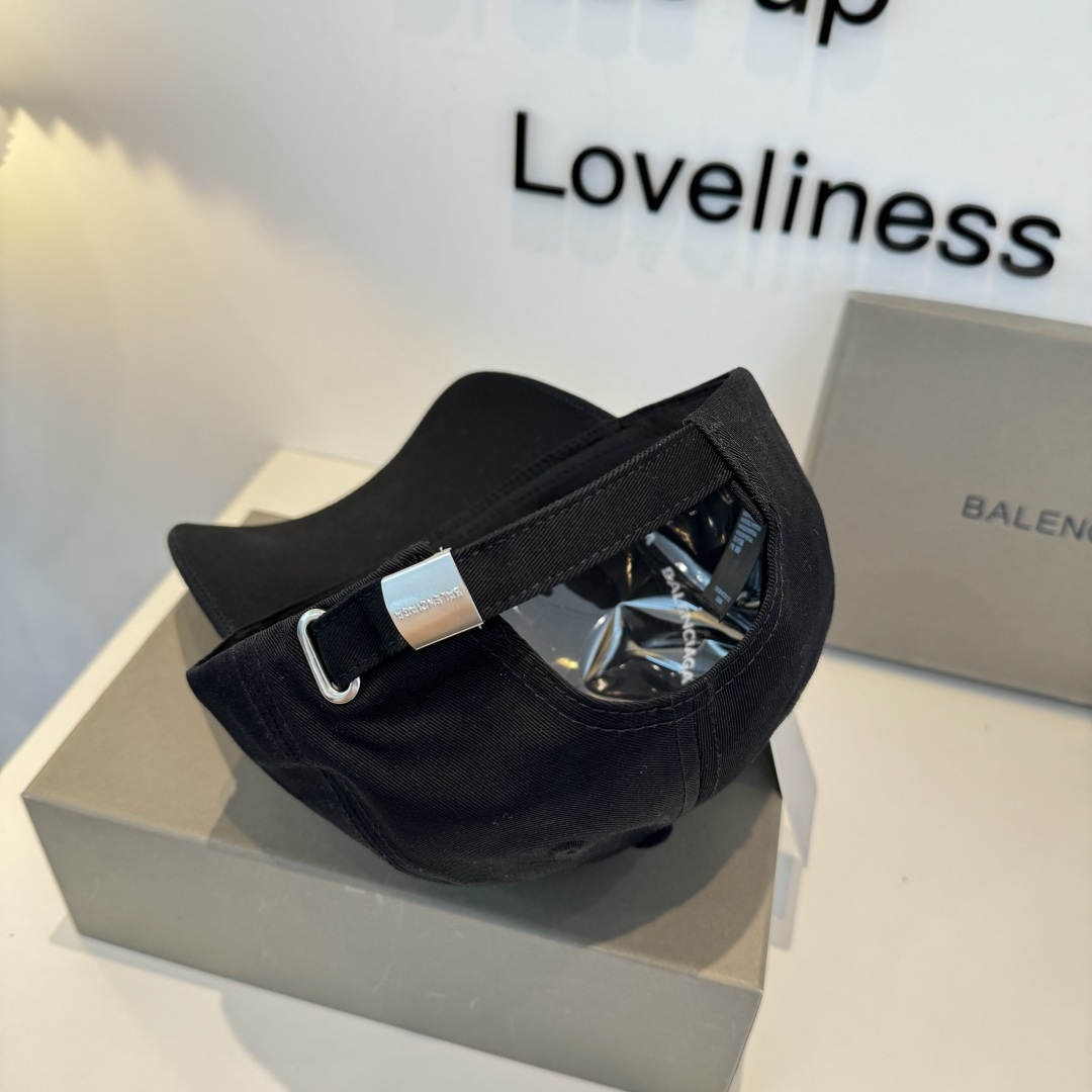 Balenciaga A货男女款刺绣Logo棒球帽黑色蓝字街头潮流帽