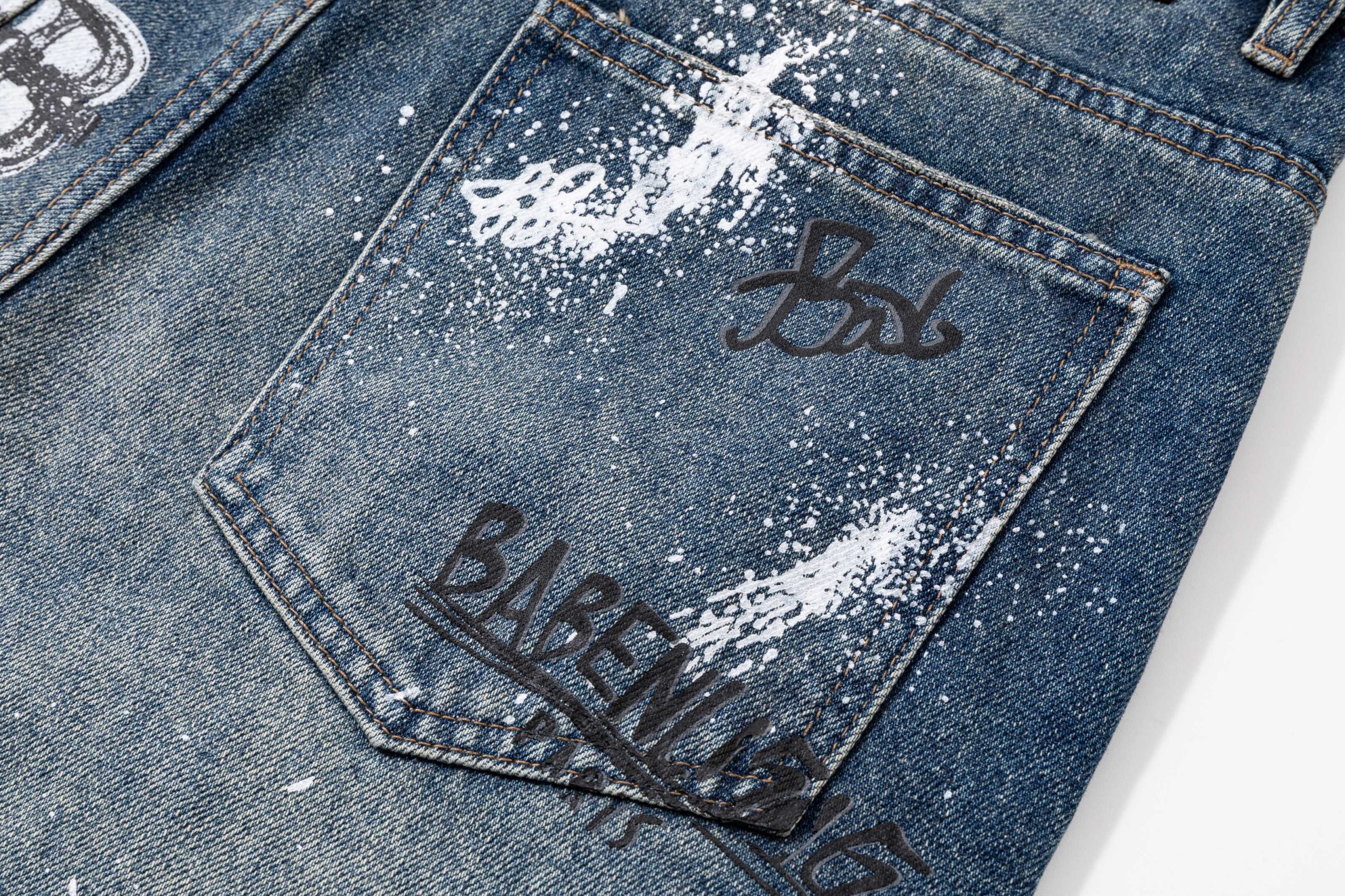 Balenciaga一比一男士牛仔長褲潑墨刺繡LOGO設計復古街頭款| 8 Balenciaga一比一男士牛仔長褲潑墨刺繡LOGO設計復古街頭款