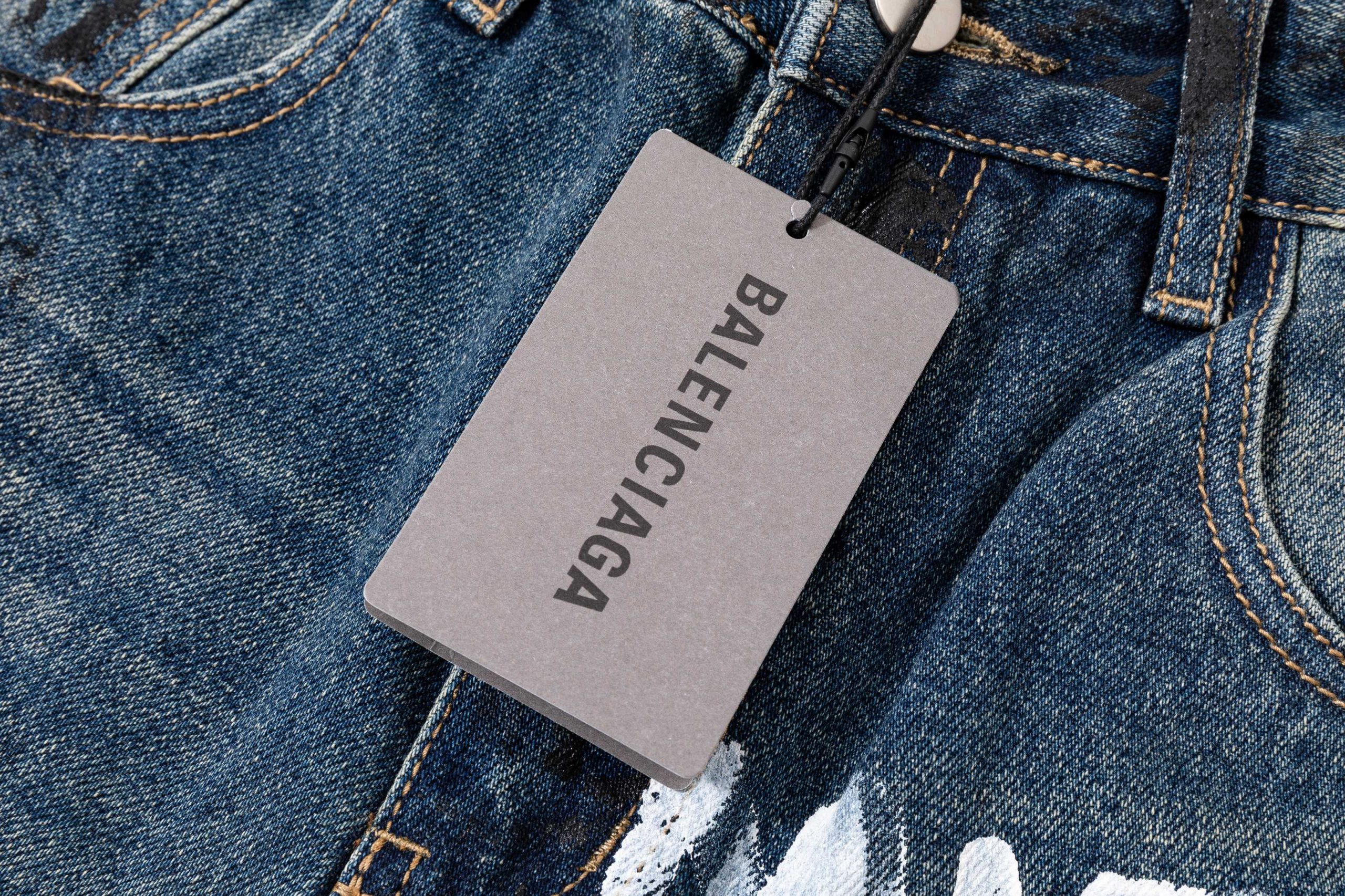 Balenciaga原單男士牛仔長褲後口袋塗鴉刷色設計寬鬆款| 13 Balenciaga原單男士牛仔長褲後口袋塗鴉刷色設計寬鬆款