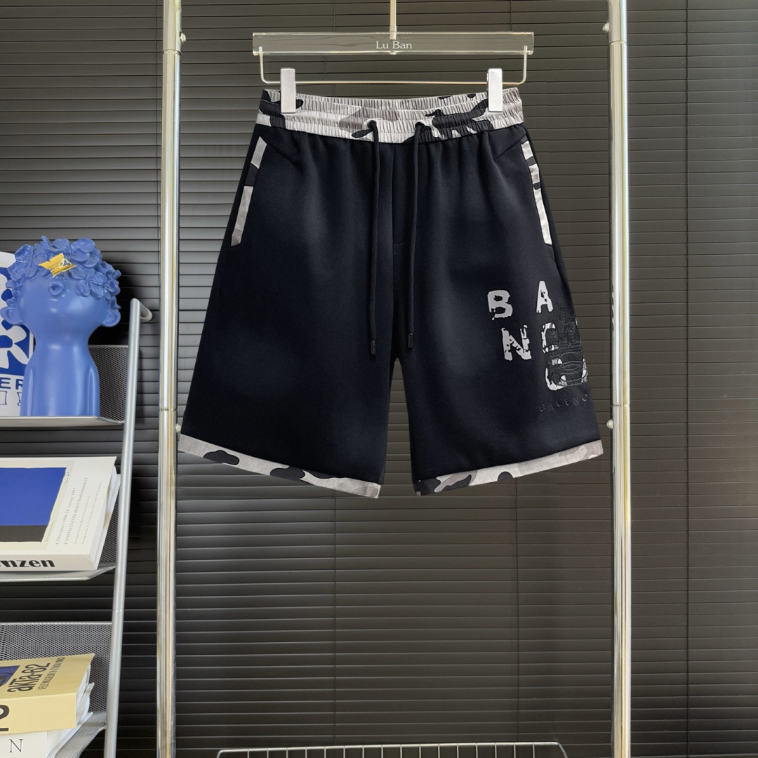 Balenciaga 高仿短褲 男款迷彩拼接寬鬆運動五分褲