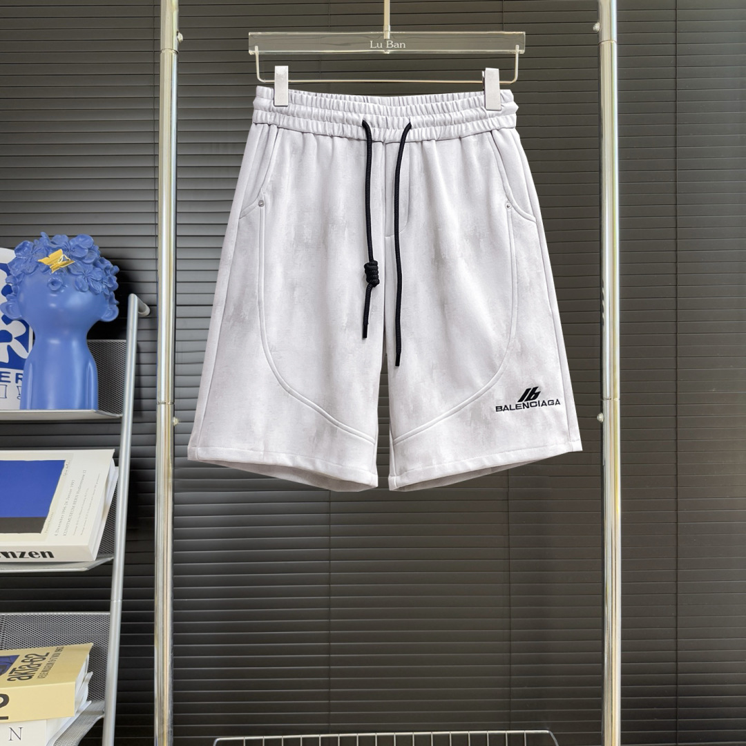 Balenciaga 高仿短褲 男款白色簡約運動寬鬆五分褲