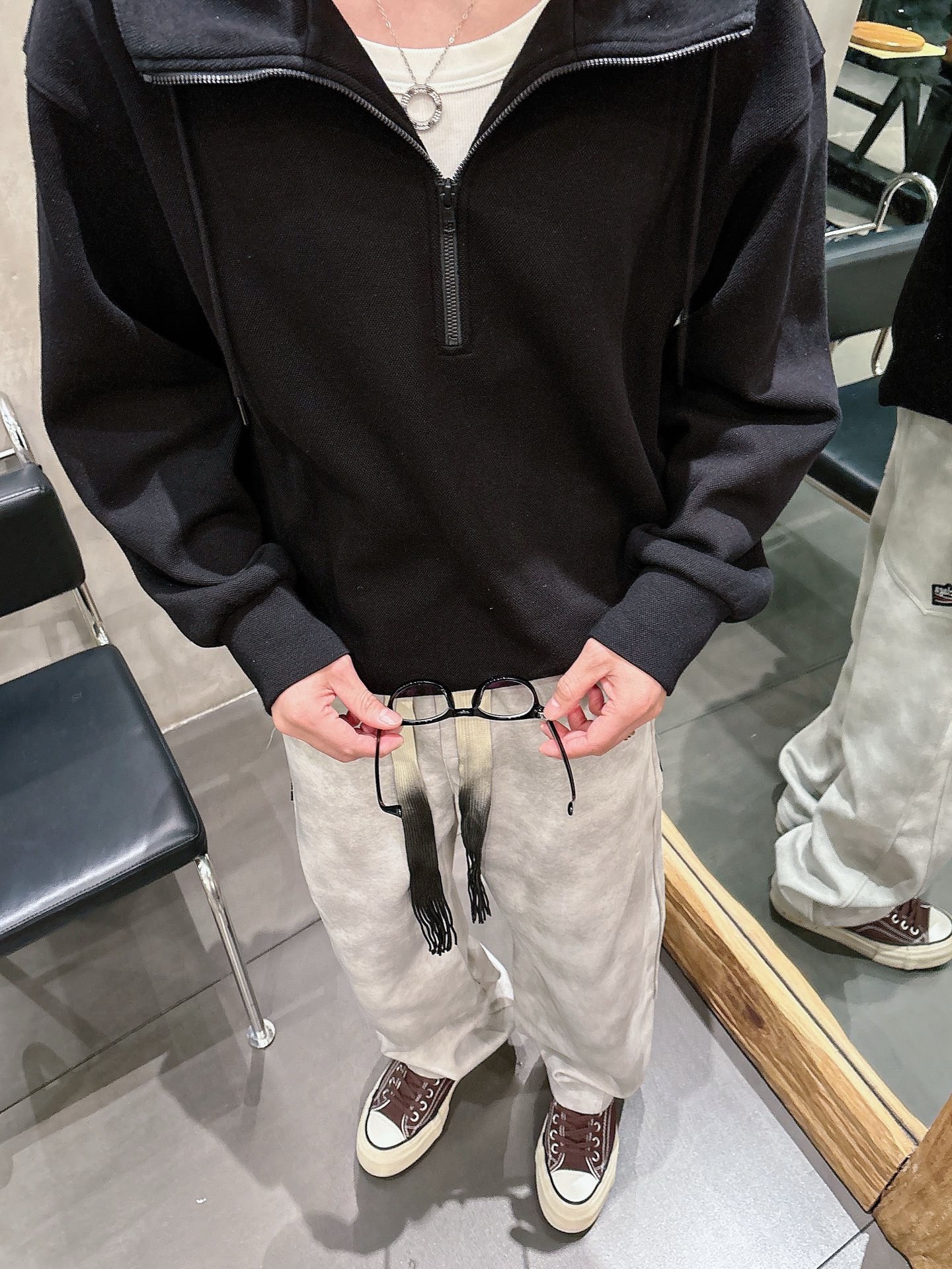 Balenciaga 原單運動長褲 男款灰色水洗做舊寬鬆休閒褲