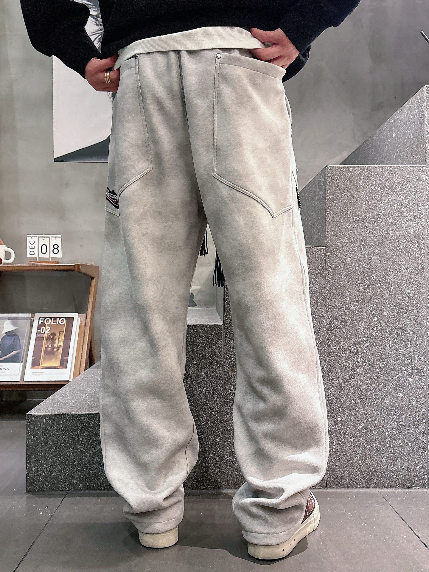 Balenciaga 原單運動長褲 男款灰色水洗做舊寬鬆休閒褲