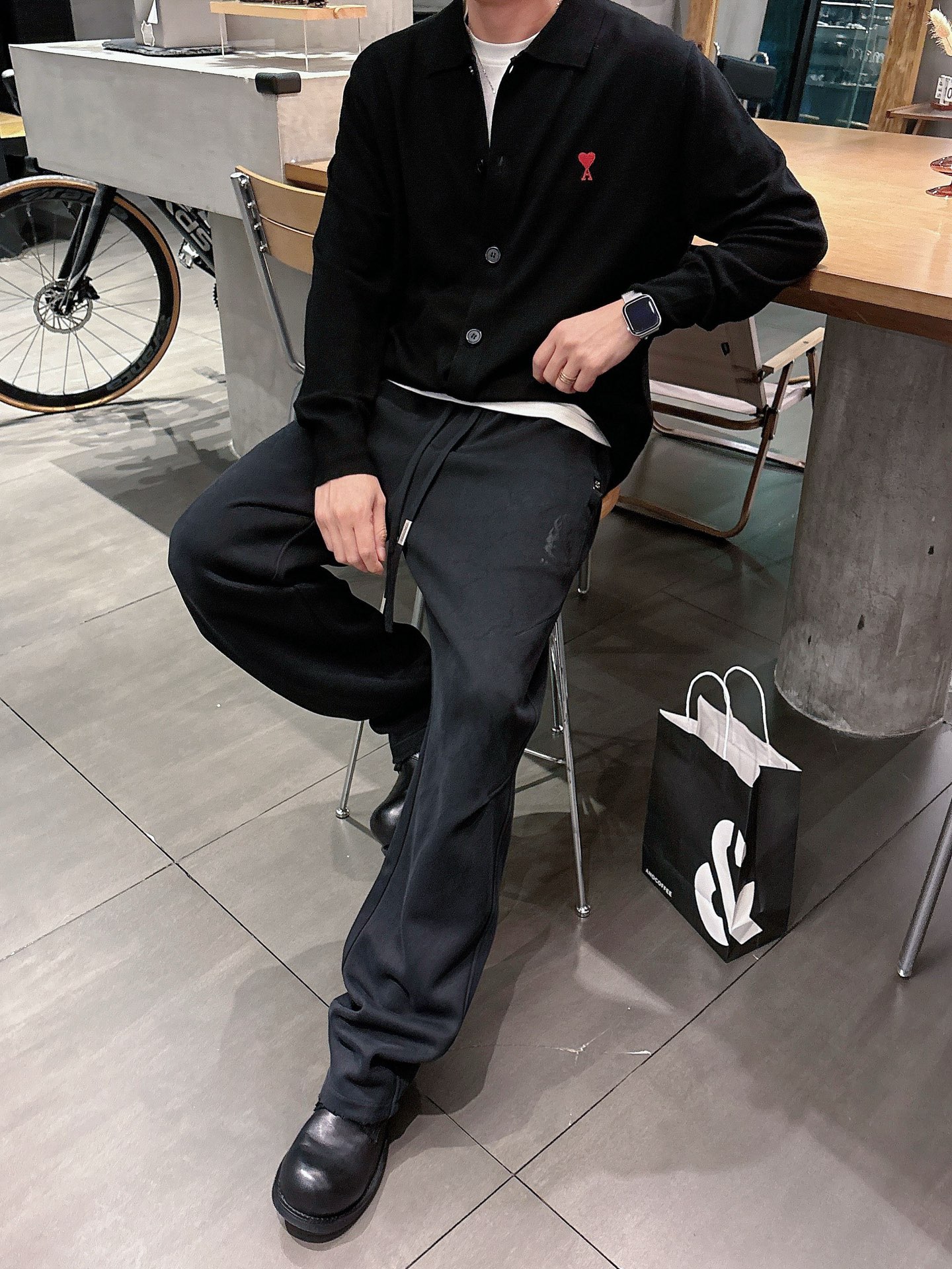 Balenciaga原單男士休閒長褲 黑色簡約設計寬鬆直筒百搭長褲
