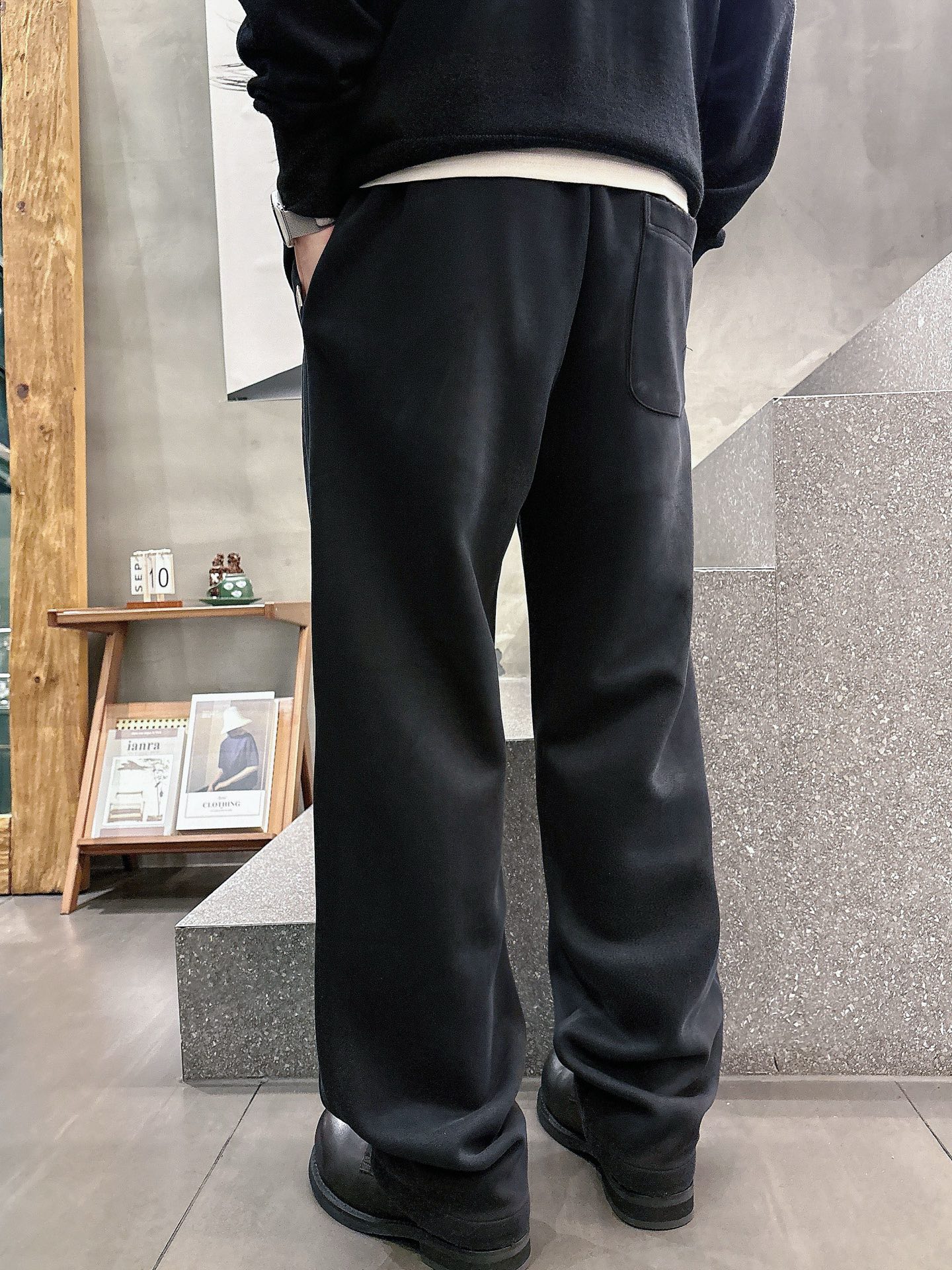 Balenciaga原單男士休閒長褲 黑色簡約設計寬鬆直筒百搭長褲