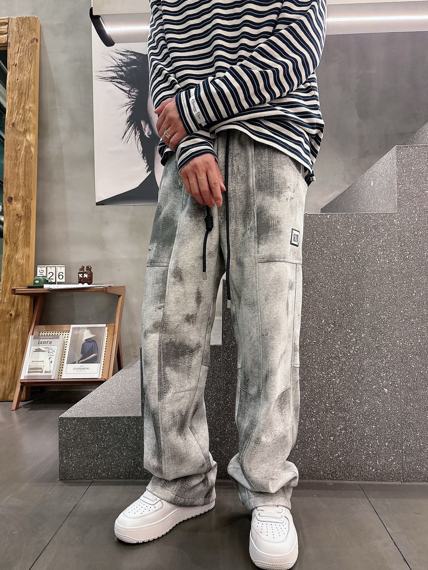 巴黎世家原單灰色做舊工裝運動褲 寬鬆直筒潮流休閒褲| 9 巴黎世家原單灰色做舊工裝運動褲 寬鬆直筒潮流休閒褲