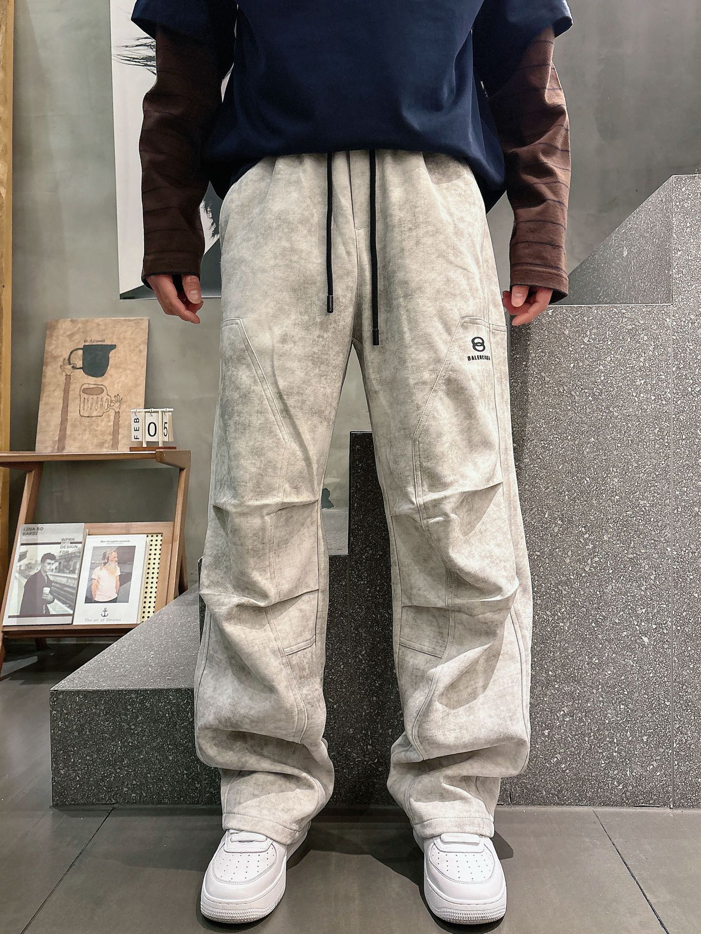 巴黎世家原單米色工裝運動褲 做舊寬鬆多口袋直筒長褲| 13 巴黎世家原單米色工裝運動褲 做舊寬鬆多口袋直筒長褲