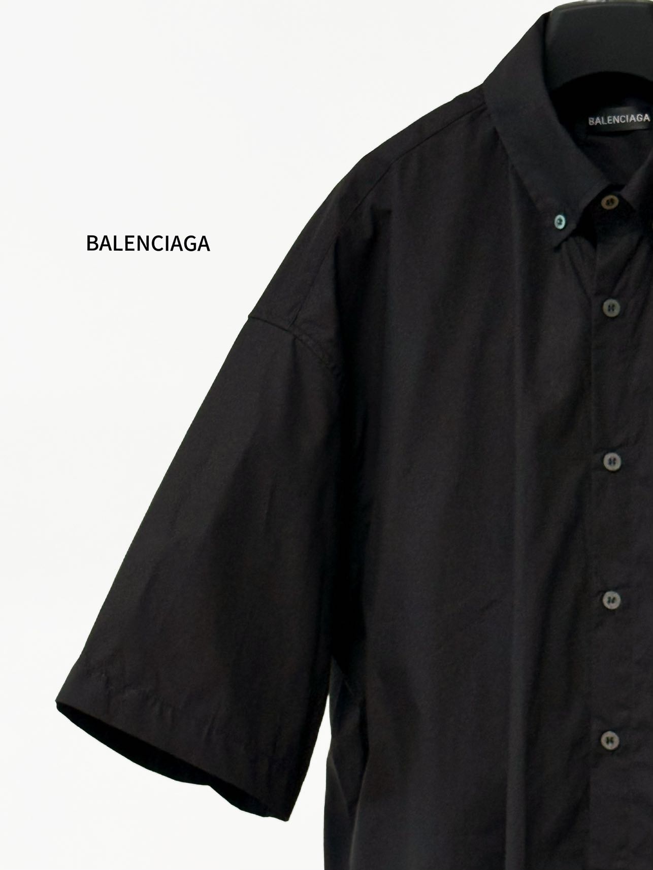 Balenciaga 原單襯衫 男款黑色短袖寬鬆休閒襯衣| 12 Balenciaga 原單襯衫 男款黑色短袖寬鬆休閒襯衣
