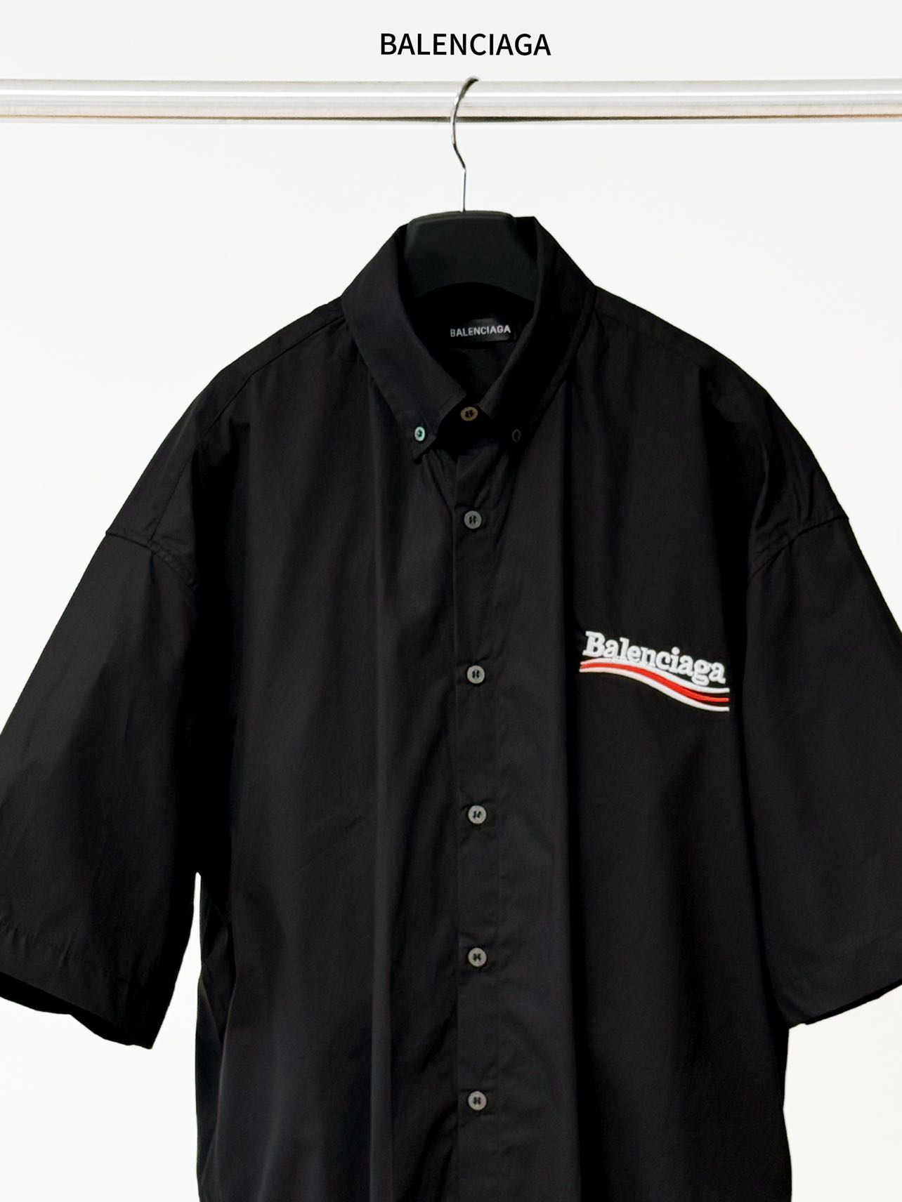 Balenciaga 原單襯衫 男款黑色短袖寬鬆休閒襯衣| 11 Balenciaga 原單襯衫 男款黑色短袖寬鬆休閒襯衣