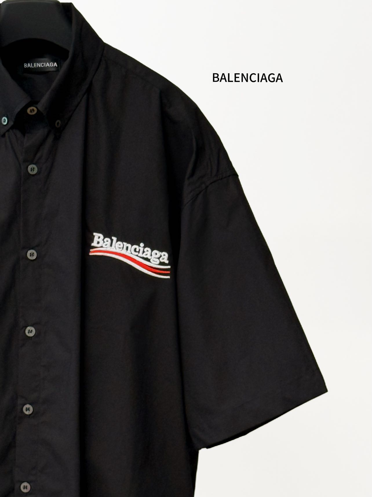 Balenciaga 原單襯衫 男款黑色短袖寬鬆休閒襯衣| 10 Balenciaga 原單襯衫 男款黑色短袖寬鬆休閒襯衣