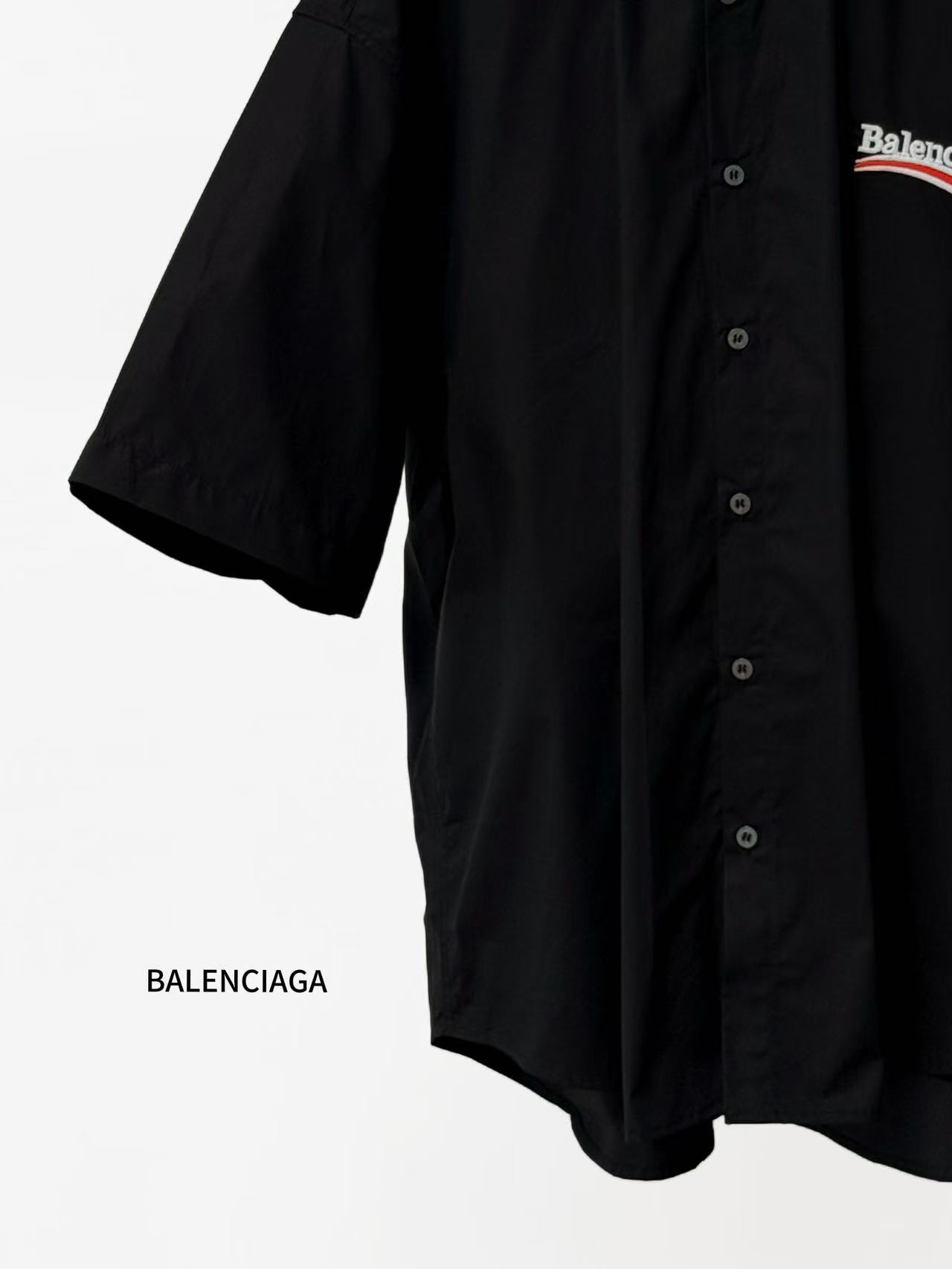 Balenciaga 原單襯衫 男款黑色短袖寬鬆休閒襯衣| 9 Balenciaga 原單襯衫 男款黑色短袖寬鬆休閒襯衣
