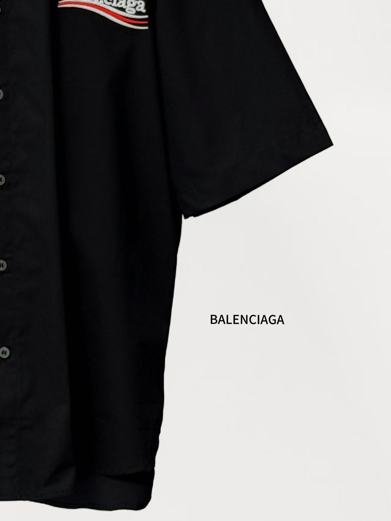Balenciaga 原單襯衫 男款黑色短袖寬鬆休閒襯衣| 7 Balenciaga 原單襯衫 男款黑色短袖寬鬆休閒襯衣