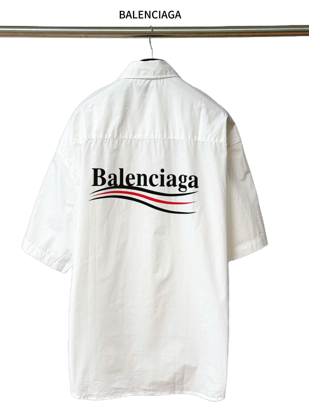 Balenciaga 一比一襯衫 男款白色短袖寬鬆休閒襯衣| 13 Balenciaga 一比一襯衫 男款白色短袖寬鬆休閒襯衣