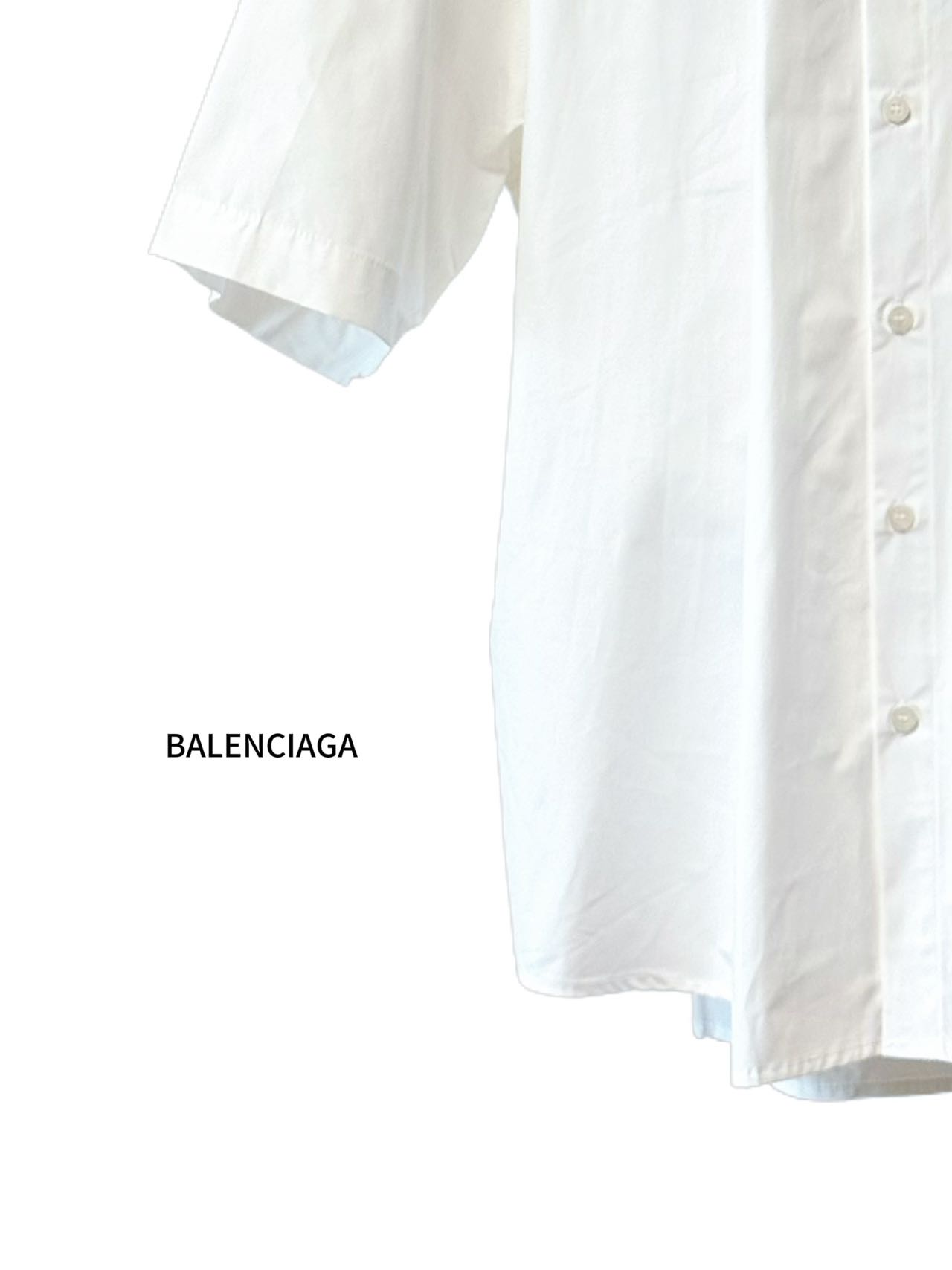 Balenciaga 一比一襯衫 男款白色短袖寬鬆休閒襯衣| 9 Balenciaga 一比一襯衫 男款白色短袖寬鬆休閒襯衣