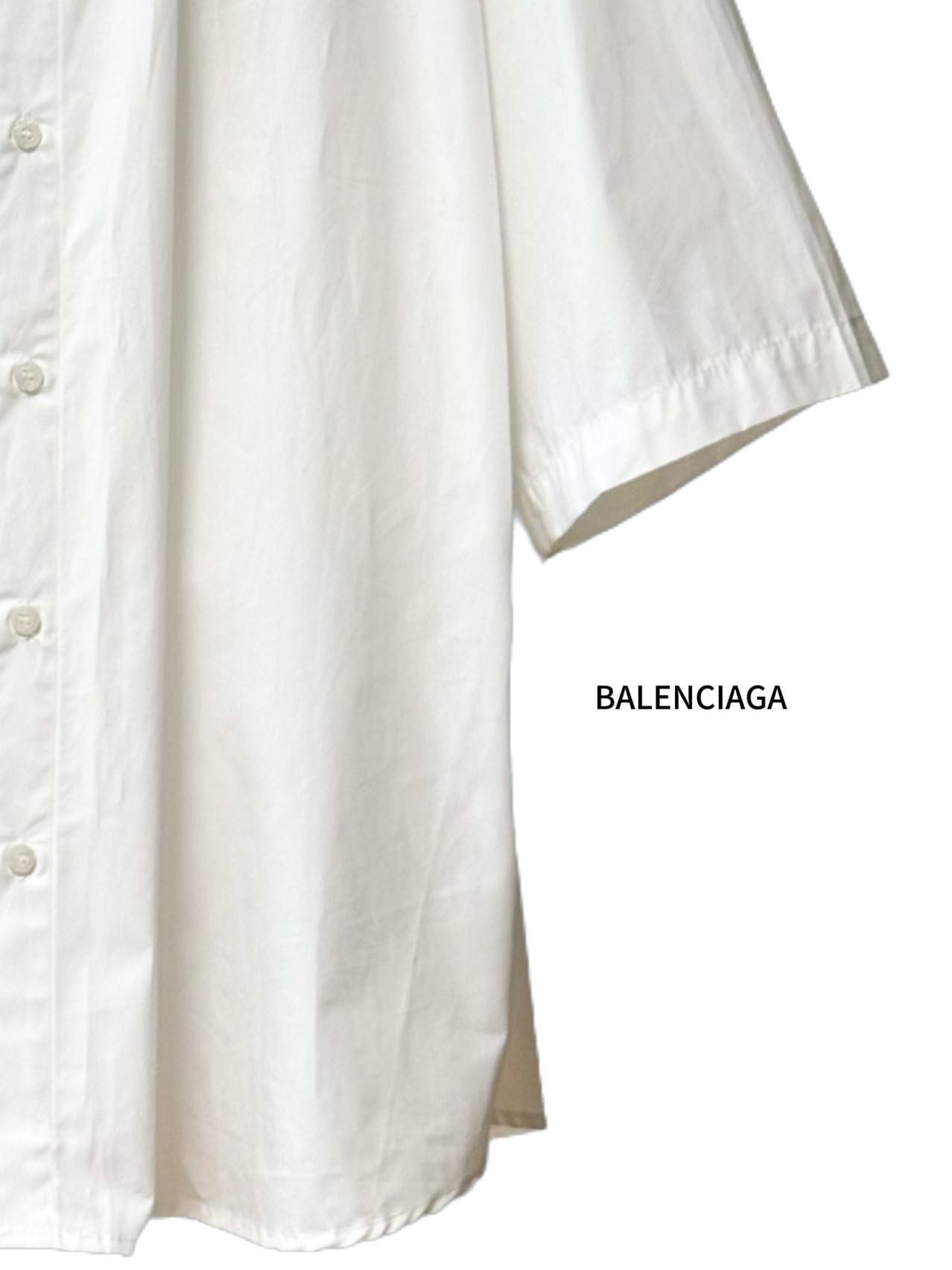 Balenciaga 一比一襯衫 男款白色短袖寬鬆休閒襯衣| 7 Balenciaga 一比一襯衫 男款白色短袖寬鬆休閒襯衣