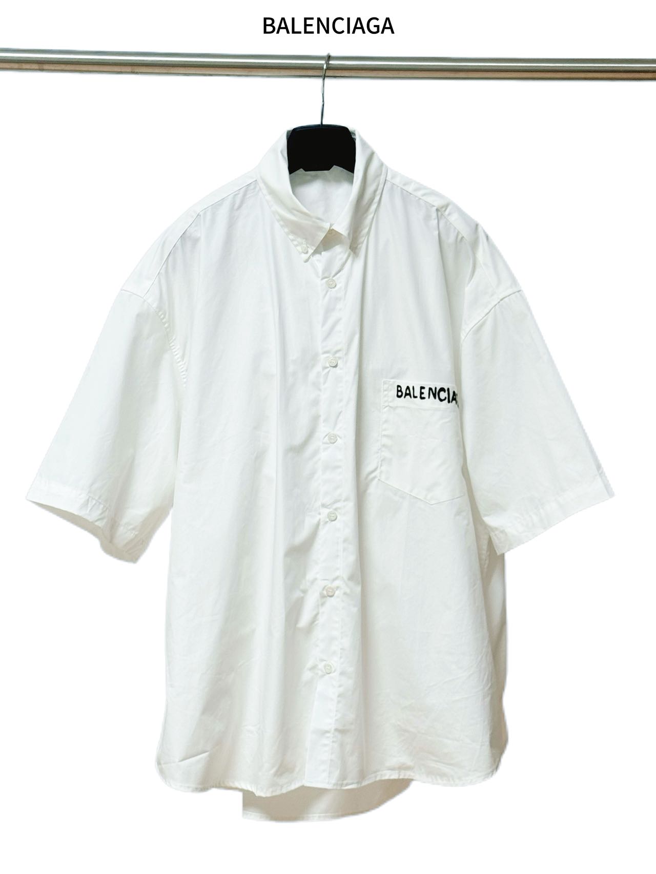 Balenciaga 高仿襯衫 男款白色口袋設計短袖休閒襯衣