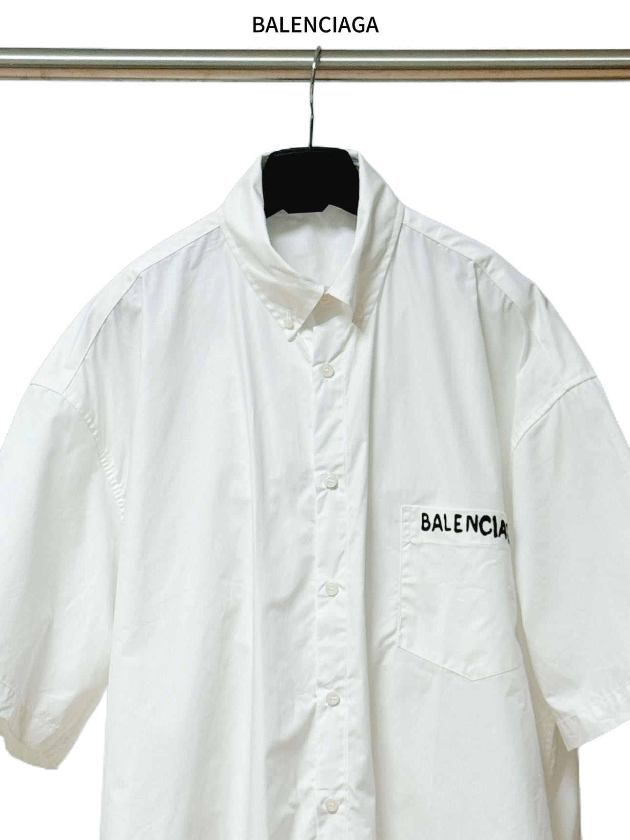 Balenciaga 高仿襯衫 男款白色口袋設計短袖休閒襯衣| 11 Balenciaga 高仿襯衫 男款白色口袋設計短袖休閒襯衣