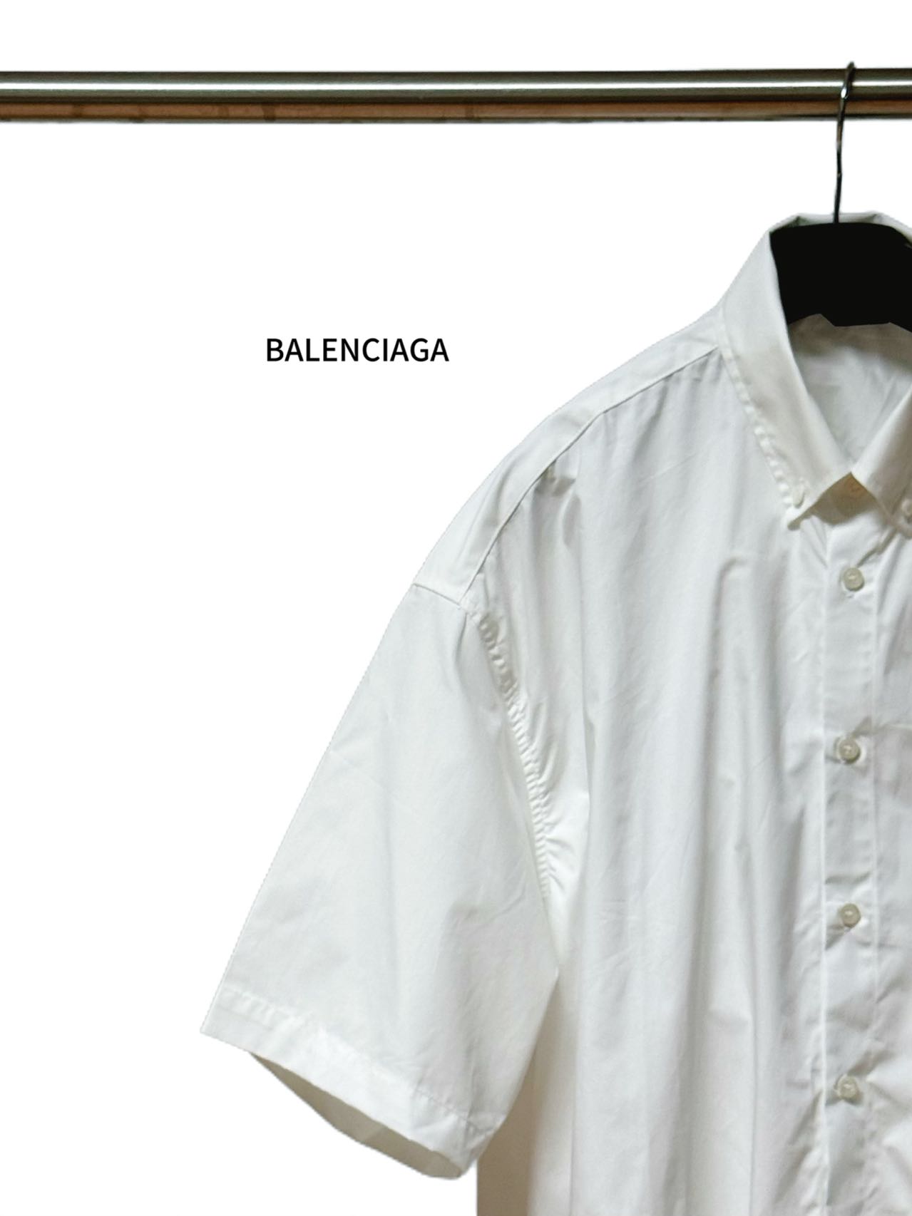 Balenciaga 高仿襯衫 男款白色極簡口袋短袖寬鬆襯衣