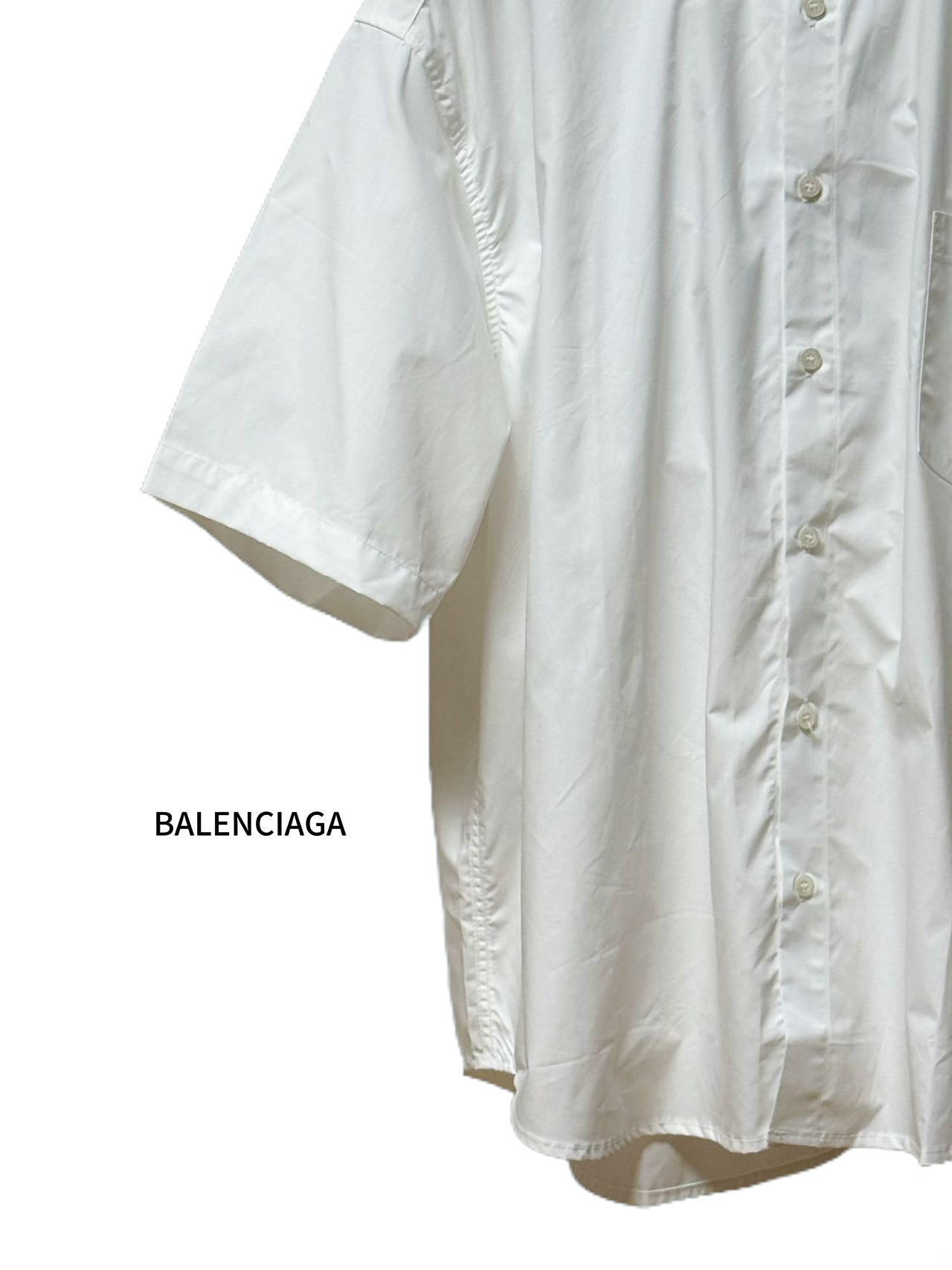 Balenciaga 高仿襯衫 男款白色極簡口袋短袖寬鬆襯衣