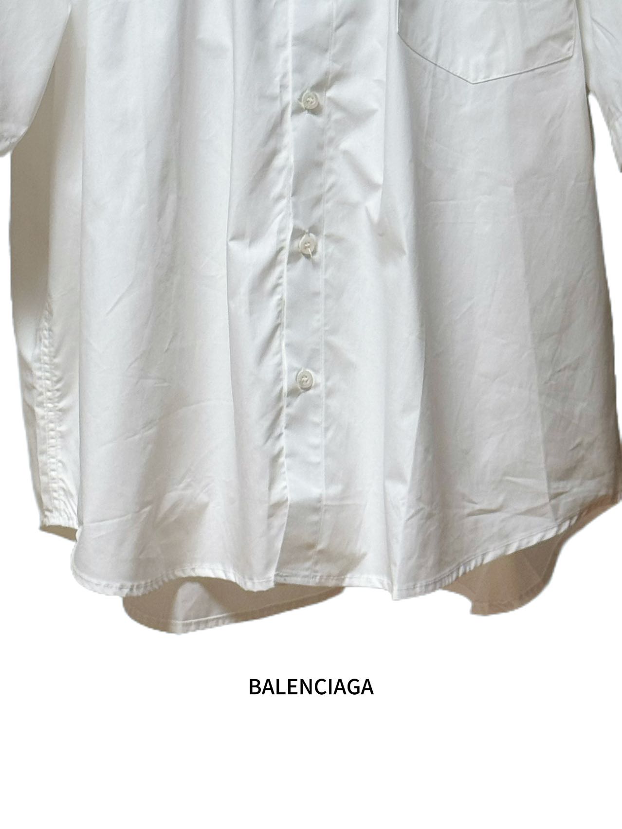 Balenciaga 高仿襯衫 男款白色極簡口袋短袖寬鬆襯衣