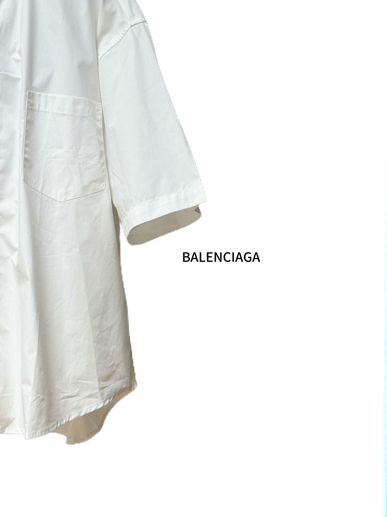 Balenciaga 高仿襯衫 男款白色極簡口袋短袖寬鬆襯衣