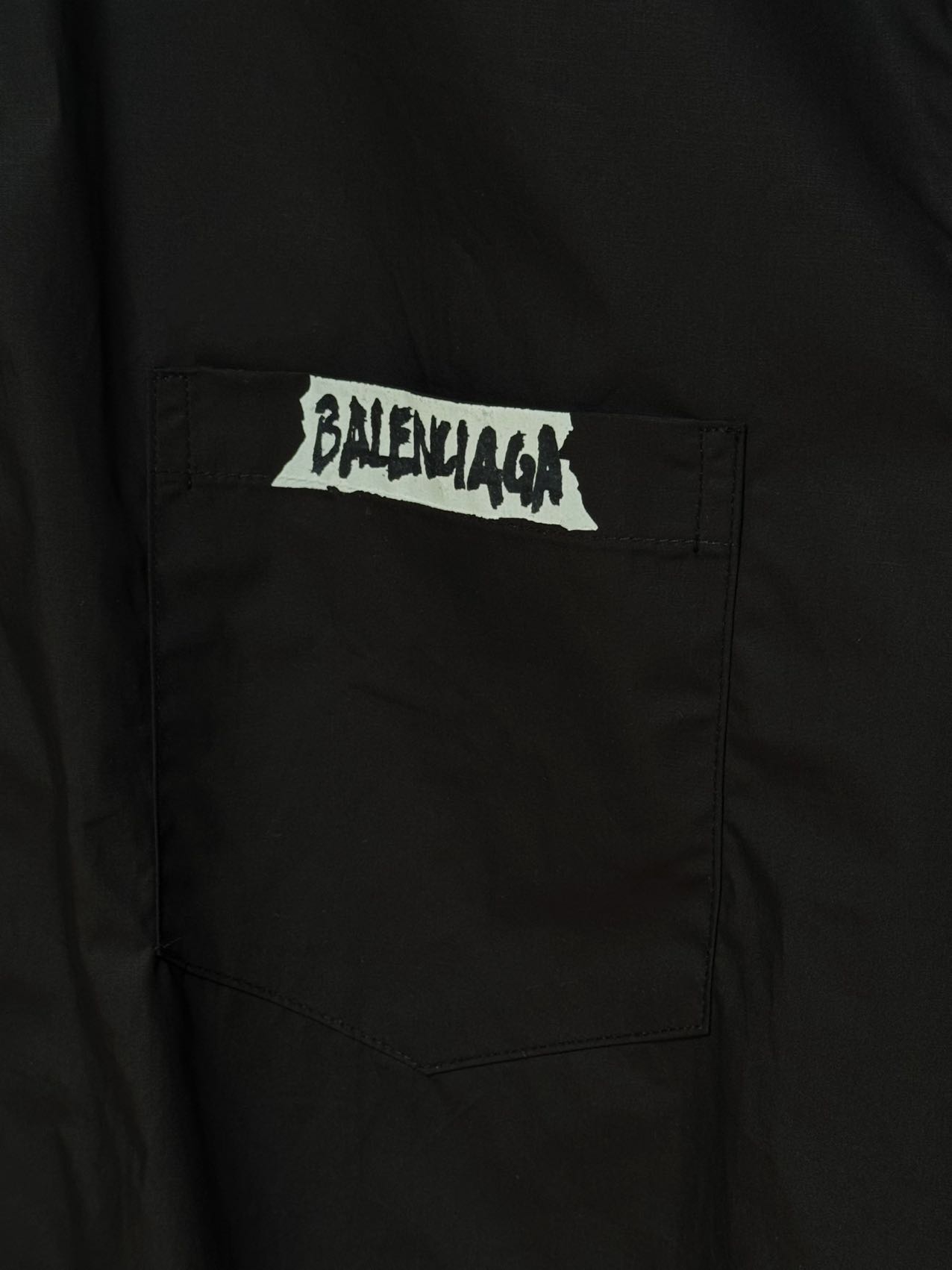 Balenciaga A貨襯衫 男款黑色貼布LOGO短袖寬鬆襯衣| 8 Balenciaga A貨襯衫 男款黑色貼布LOGO短袖寬鬆襯衣