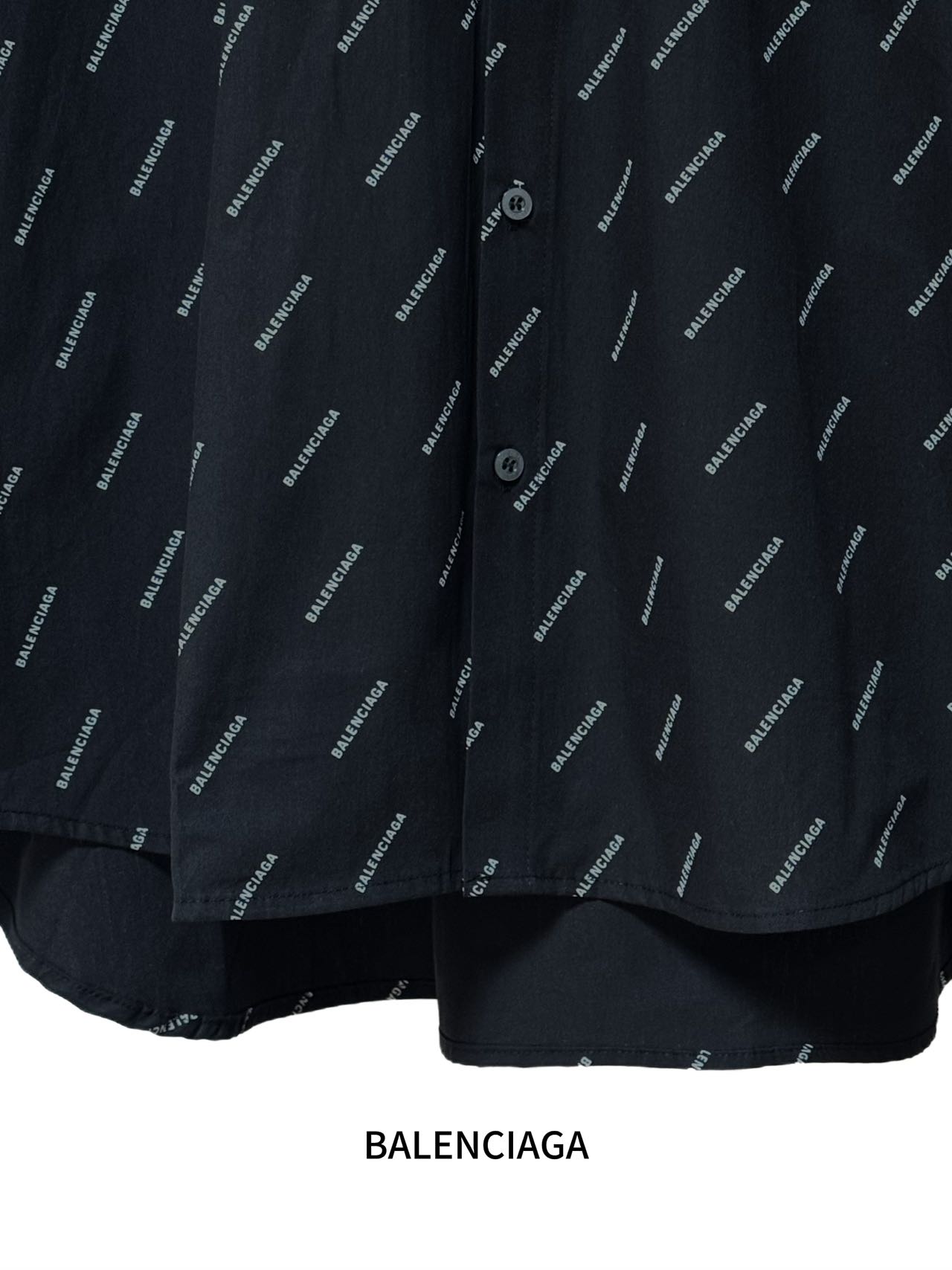 Balenciaga A貨襯衫 男款黑色滿印LOGO短袖寬鬆襯衣| 8 Balenciaga A貨襯衫 男款黑色滿印LOGO短袖寬鬆襯衣