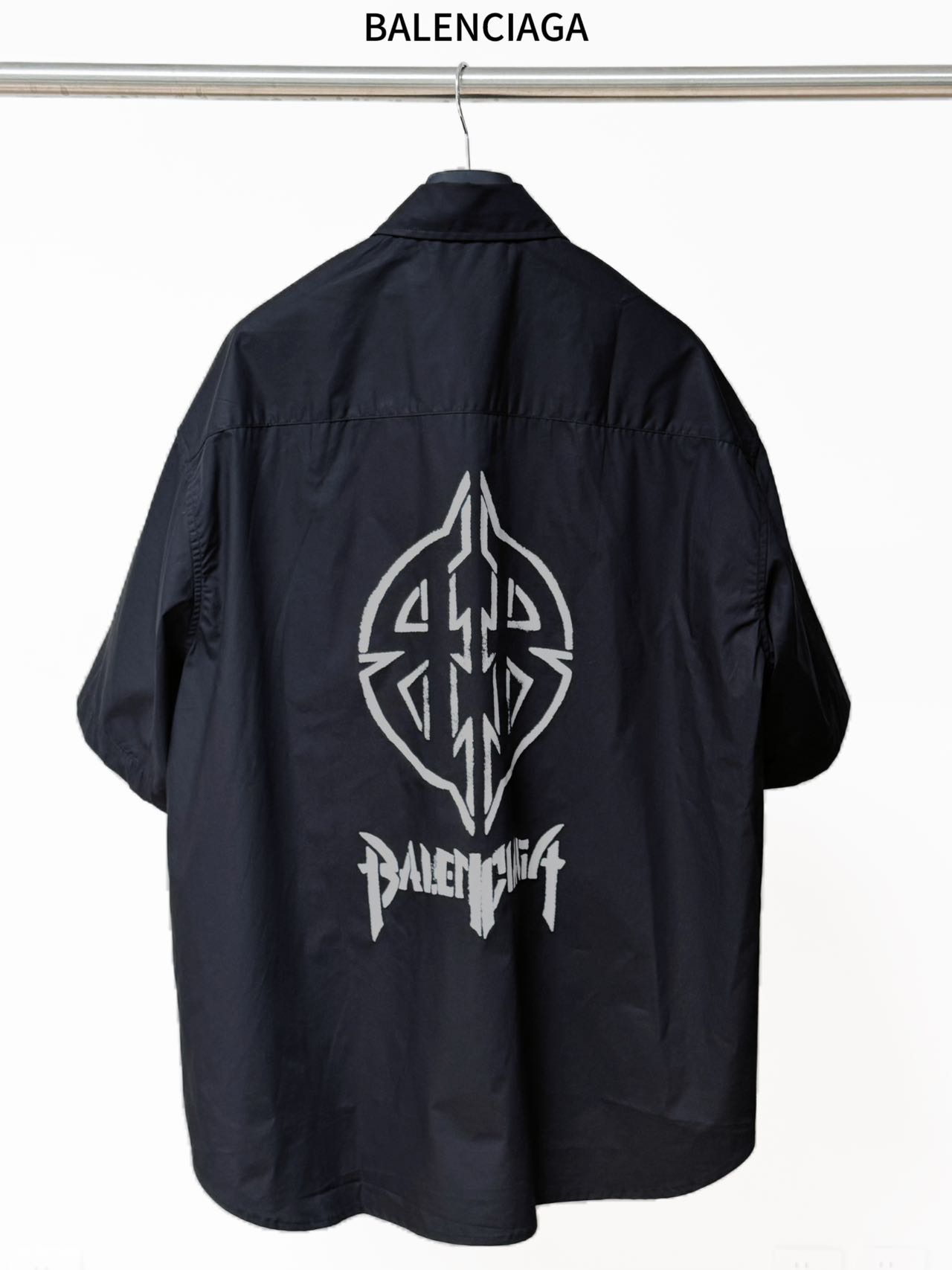 Balenciaga 一比一襯衫 男款黑色極簡口袋短袖寬鬆襯衣