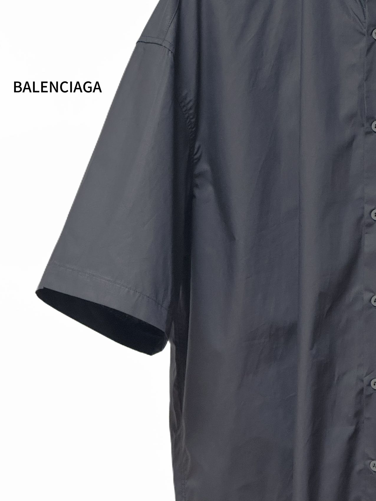 Balenciaga 一比一襯衫 男款黑色極簡口袋短袖寬鬆襯衣