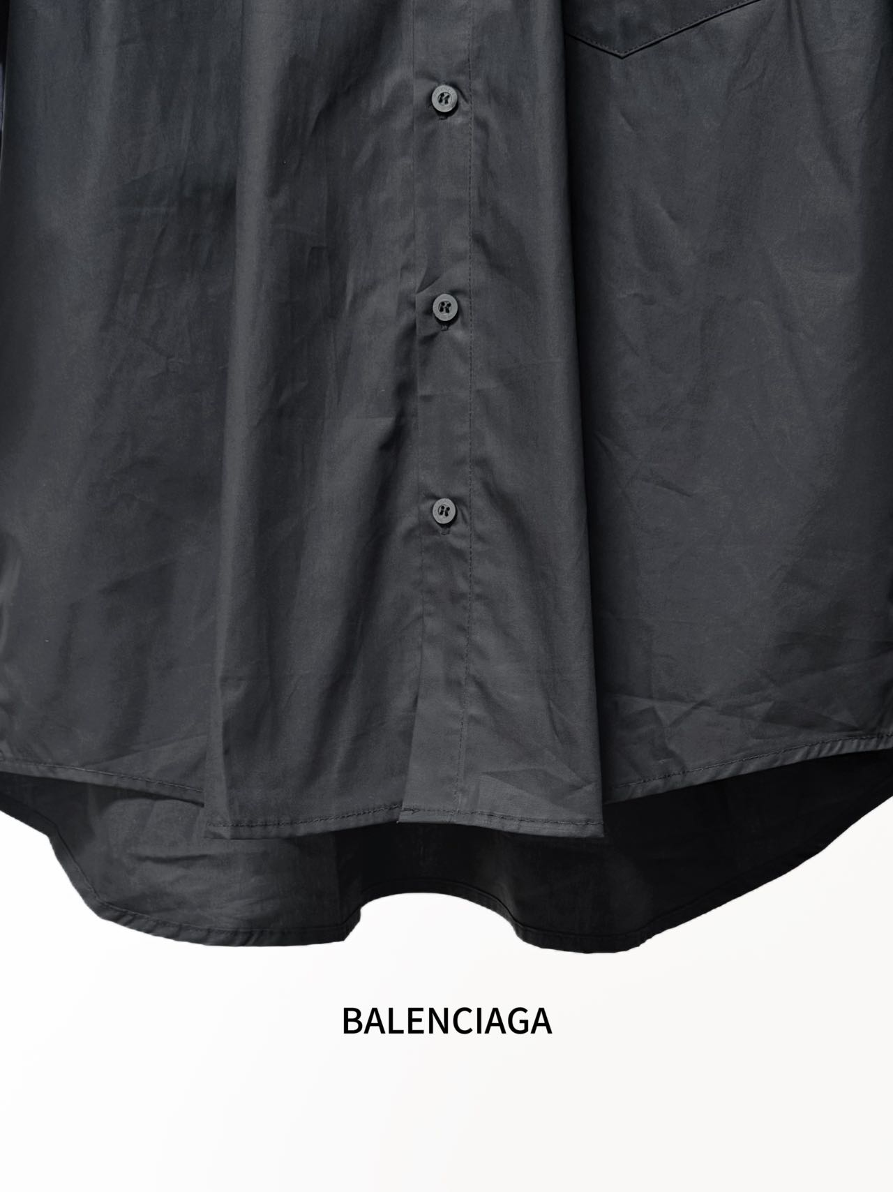 Balenciaga 一比一襯衫 男款黑色極簡口袋短袖寬鬆襯衣