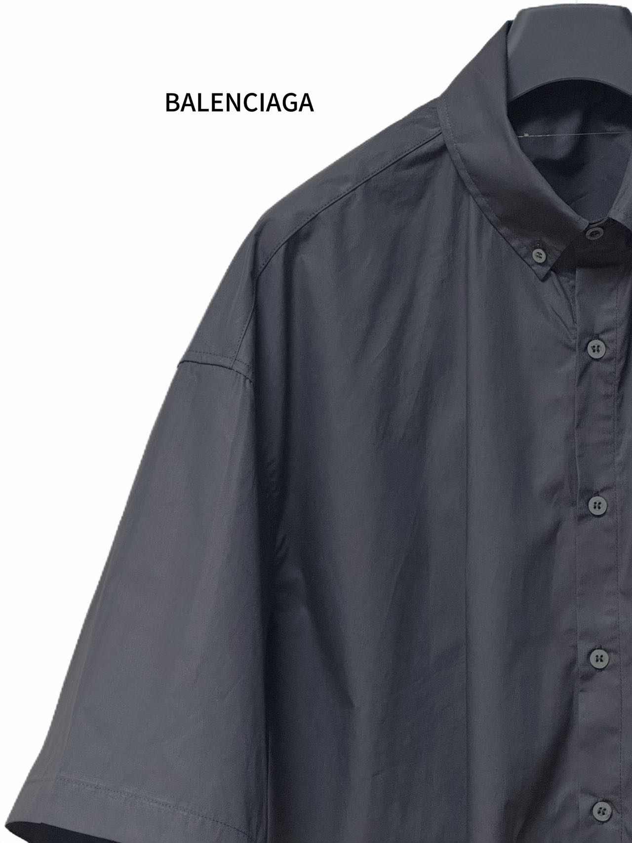 Balenciaga 原單襯衫 男款黑色基礎款短袖寬鬆休閒襯衣