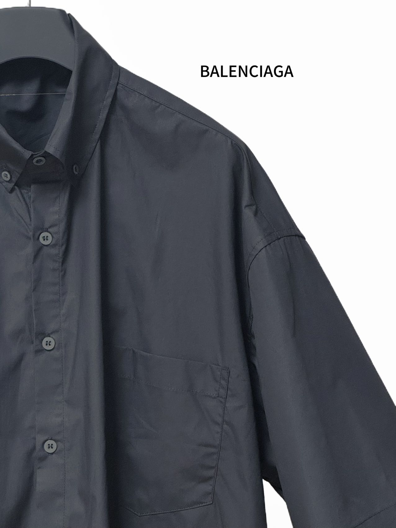 Balenciaga 原單襯衫 男款黑色基礎款短袖寬鬆休閒襯衣