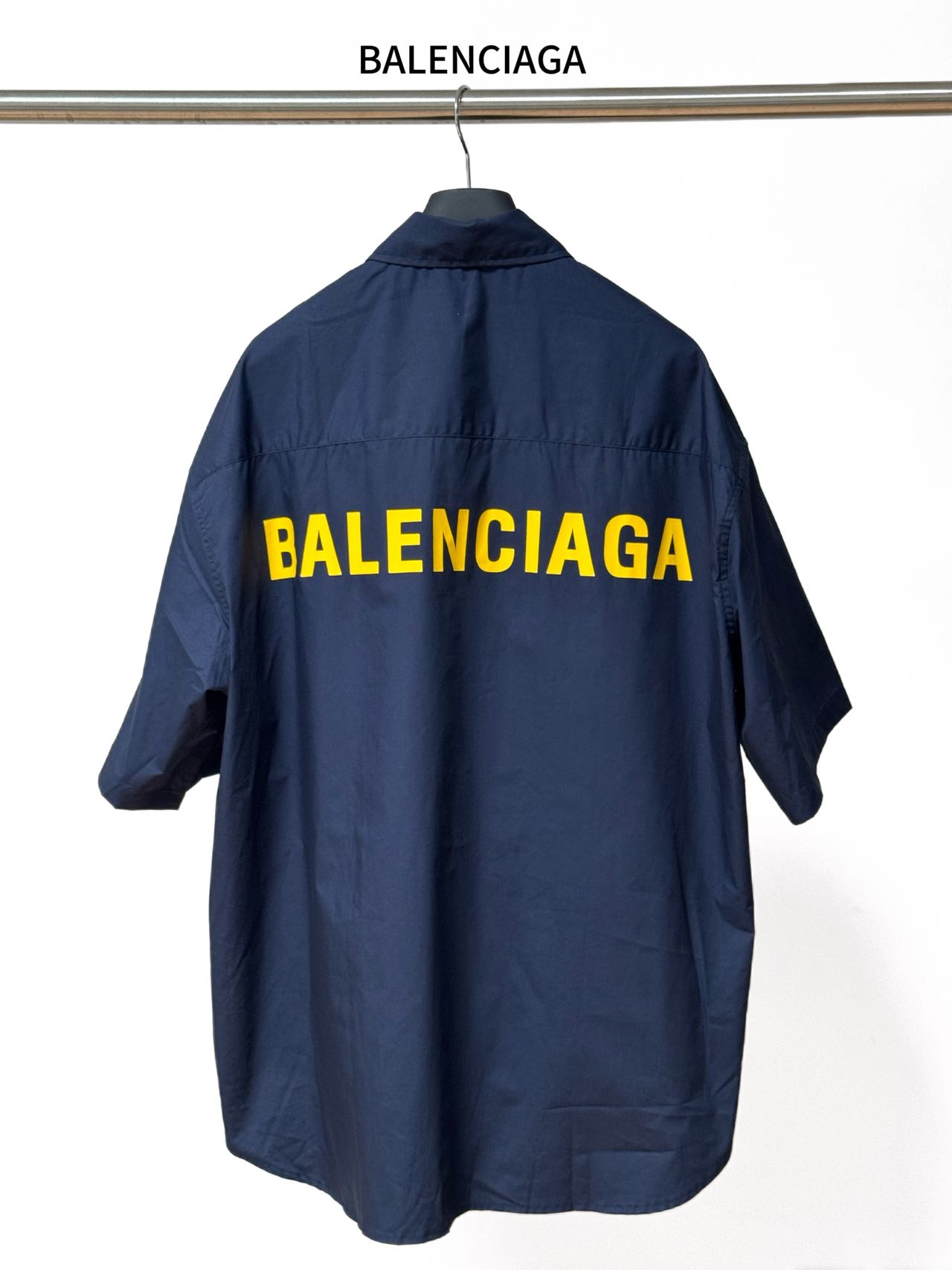 Balenciaga 高仿襯衫 男款深藍色極簡口袋短袖寬鬆襯衣| 13 Balenciaga 高仿襯衫 男款深藍色極簡口袋短袖寬鬆襯衣