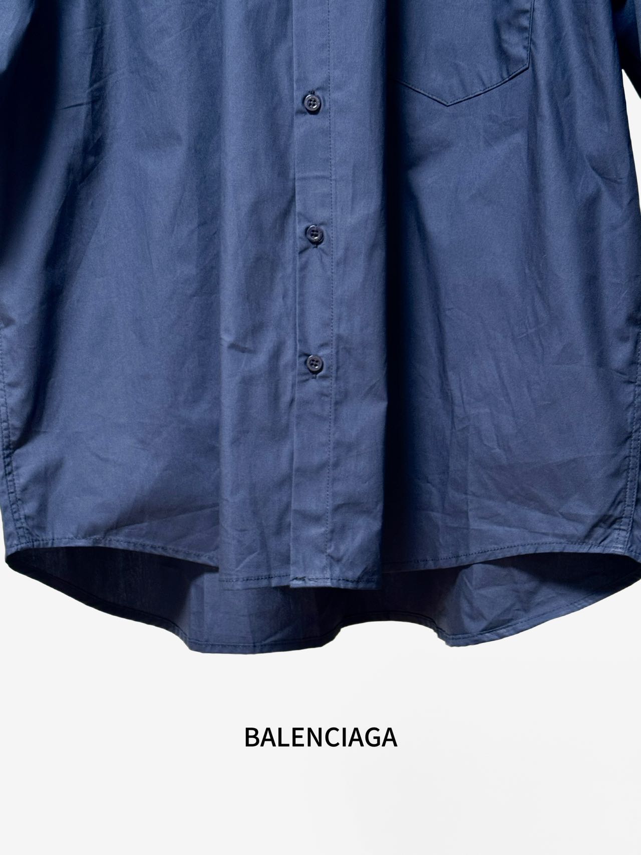 Balenciaga 高仿襯衫 男款深藍色極簡口袋短袖寬鬆襯衣| 8 Balenciaga 高仿襯衫 男款深藍色極簡口袋短袖寬鬆襯衣