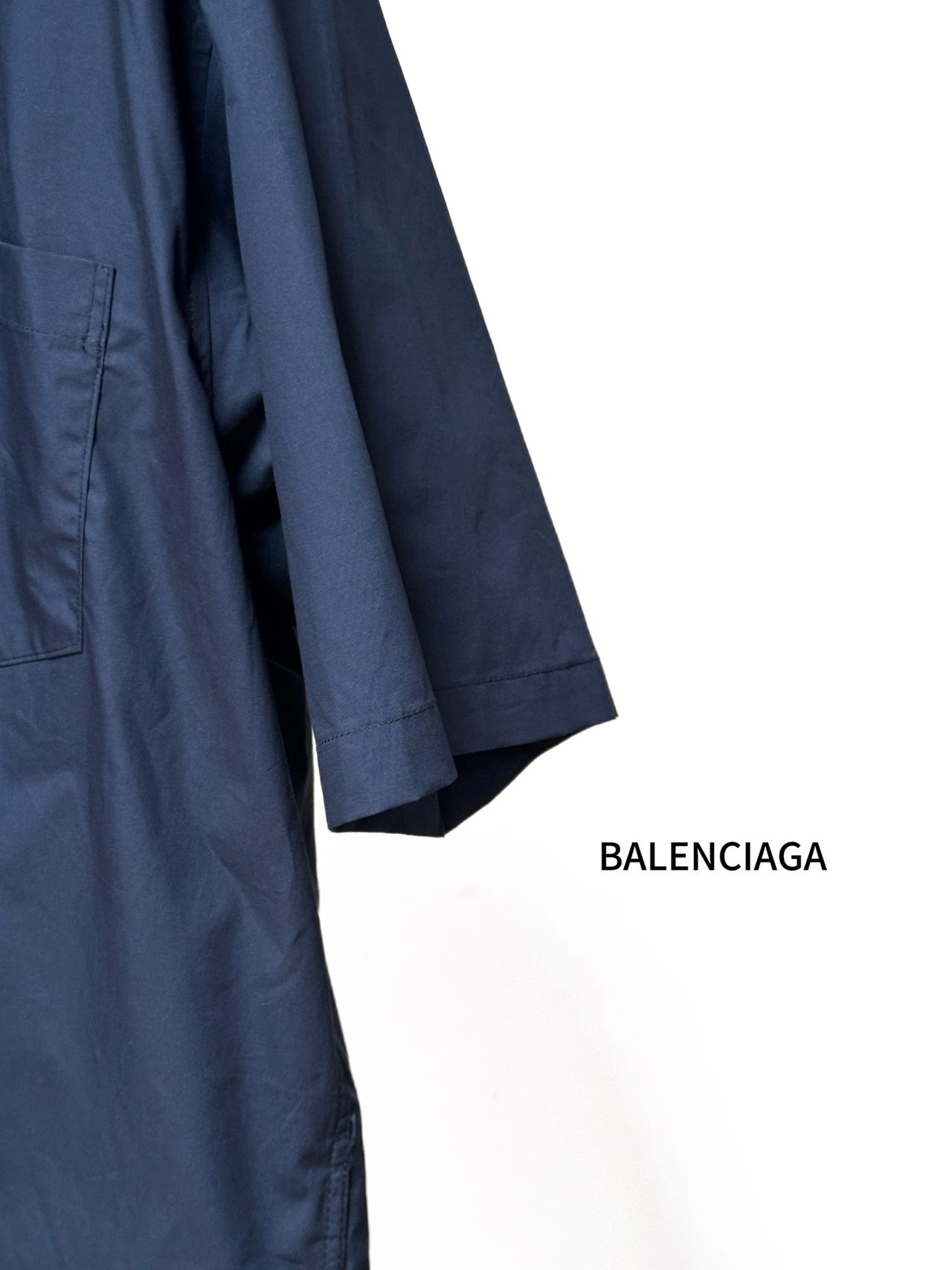 Balenciaga 高仿襯衫 男款深藍色極簡口袋短袖寬鬆襯衣| 7 Balenciaga 高仿襯衫 男款深藍色極簡口袋短袖寬鬆襯衣