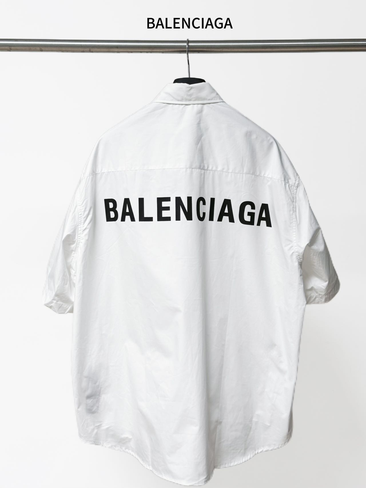 Balenciaga 高仿襯衫 男款白色極簡短袖寬鬆休閒襯衣