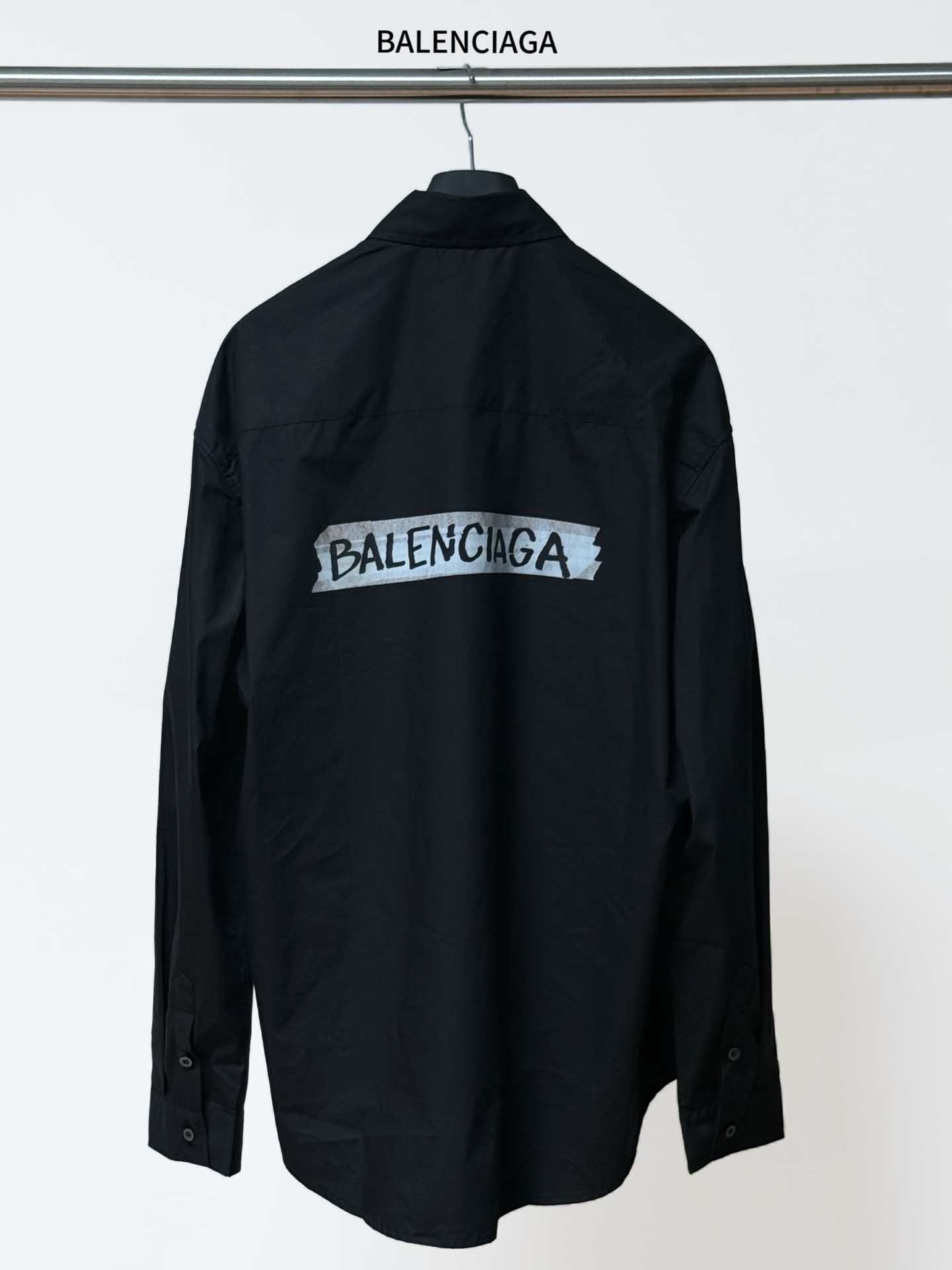 Balenciaga A貨襯衫 男款黑色長袖口袋寬鬆休閒襯衣| 13 Balenciaga A貨襯衫 男款黑色長袖口袋寬鬆休閒襯衣