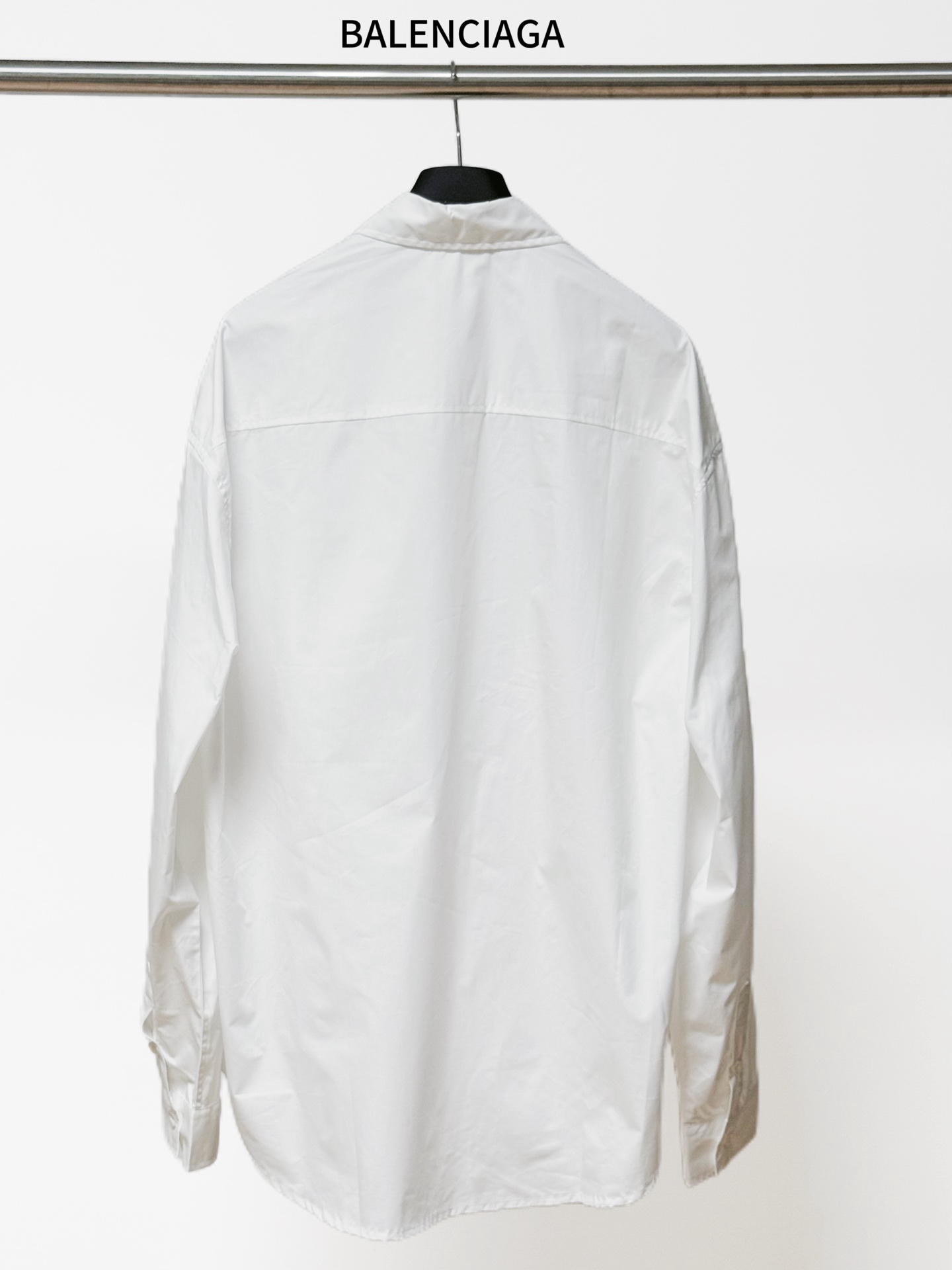 Balenciaga 一比一襯衫 男款白色長袖LOGO口袋寬鬆襯衣