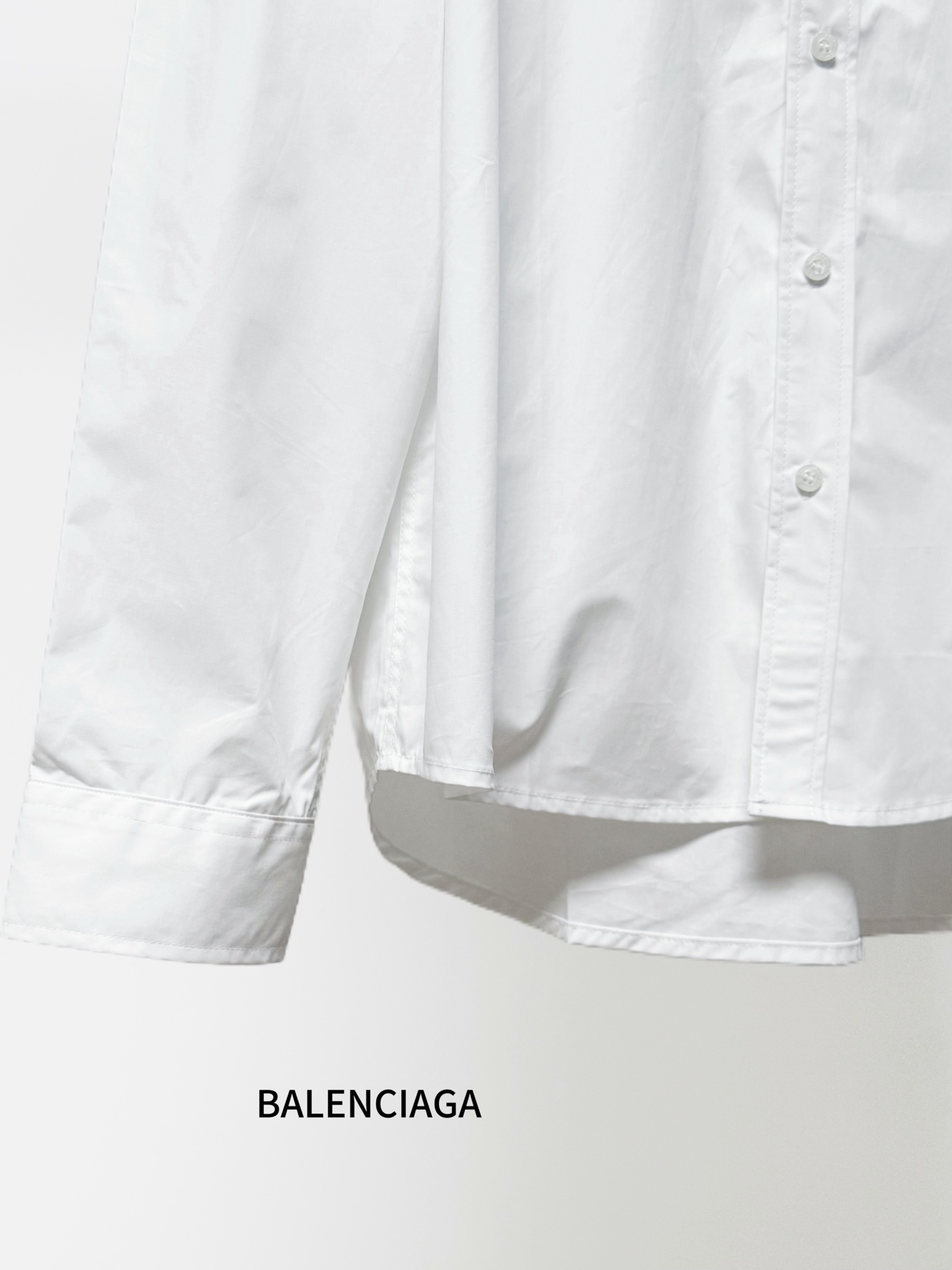 Balenciaga 一比一襯衫 男款白色長袖LOGO口袋寬鬆襯衣