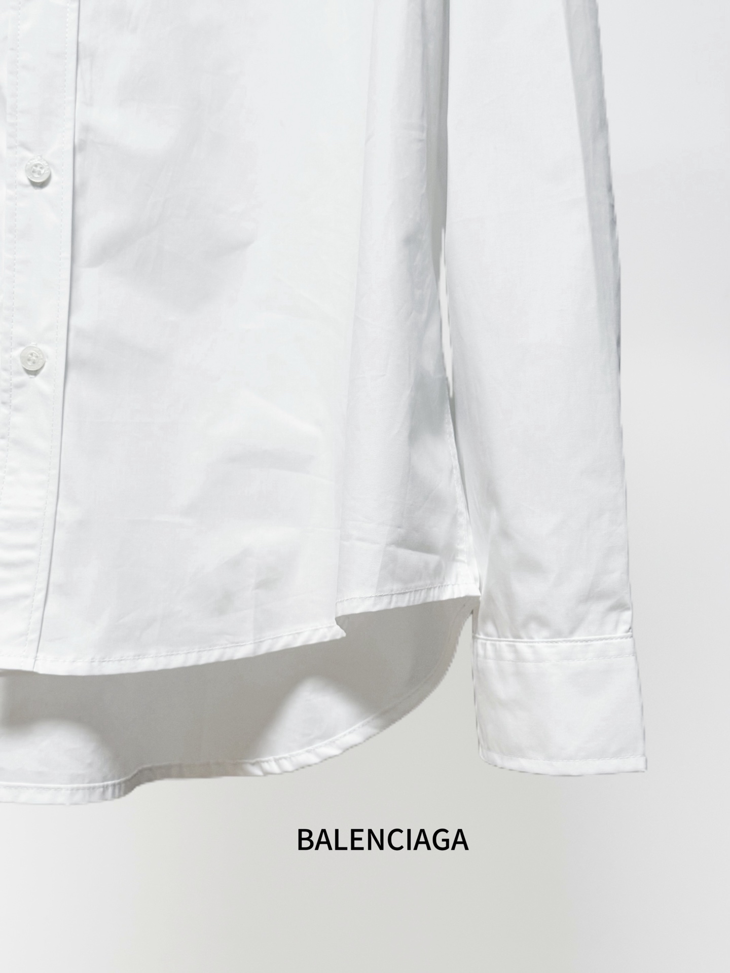 Balenciaga 一比一襯衫 男款白色長袖LOGO口袋寬鬆襯衣