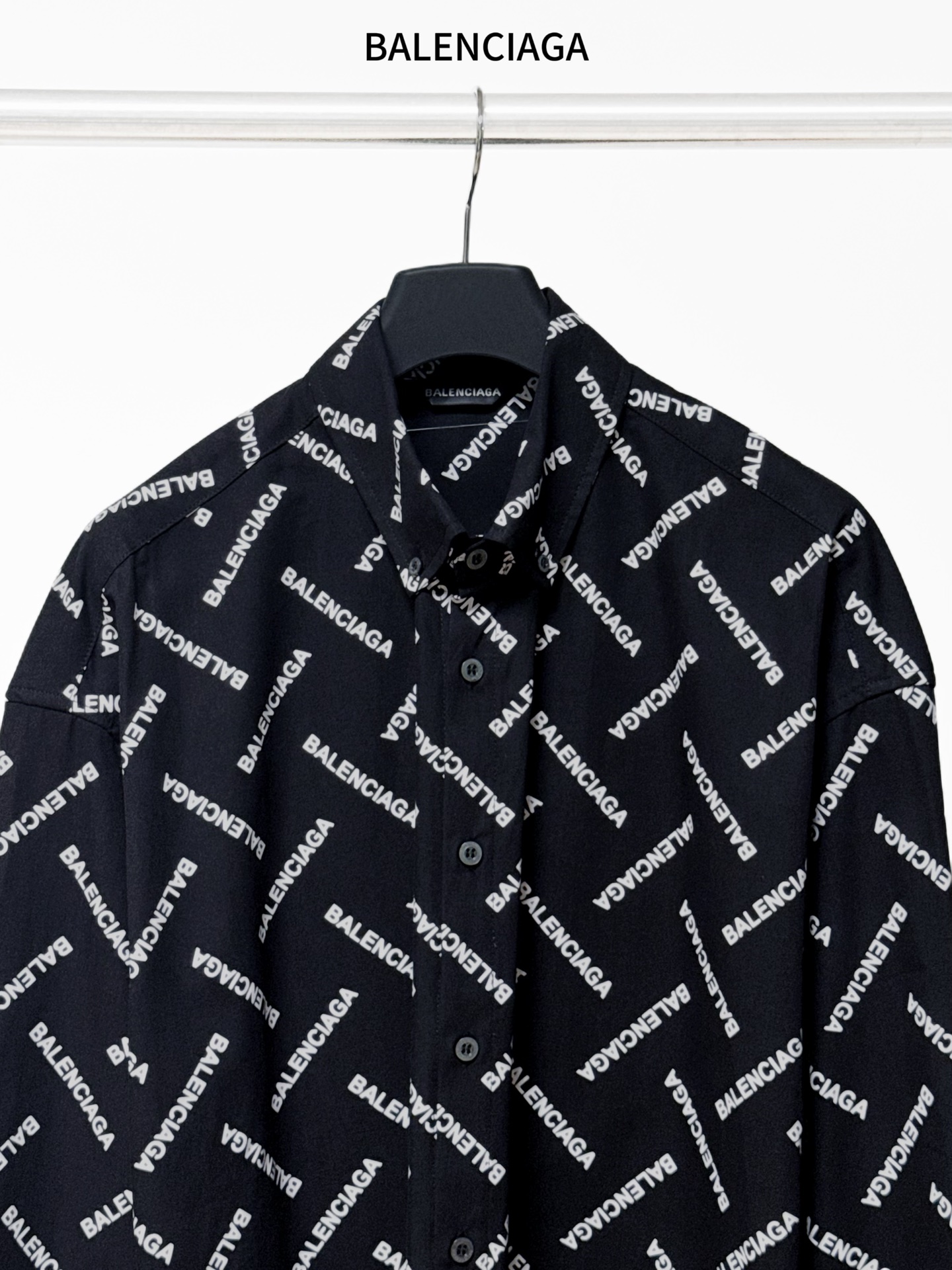 Balenciaga 原單襯衫 男款黑色滿印LOGO長袖寬鬆襯衣| 12 Balenciaga 原單襯衫 男款黑色滿印LOGO長袖寬鬆襯衣