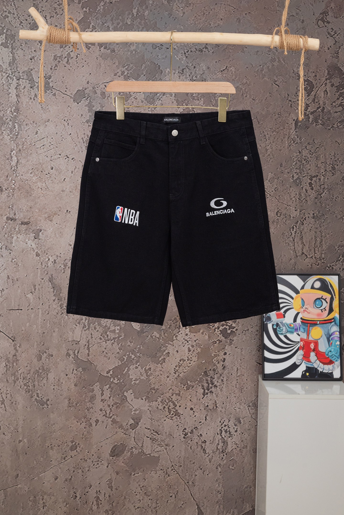 Balenciaga A貨男士牛仔短褲NBA聯名設計簡約潮流百搭款