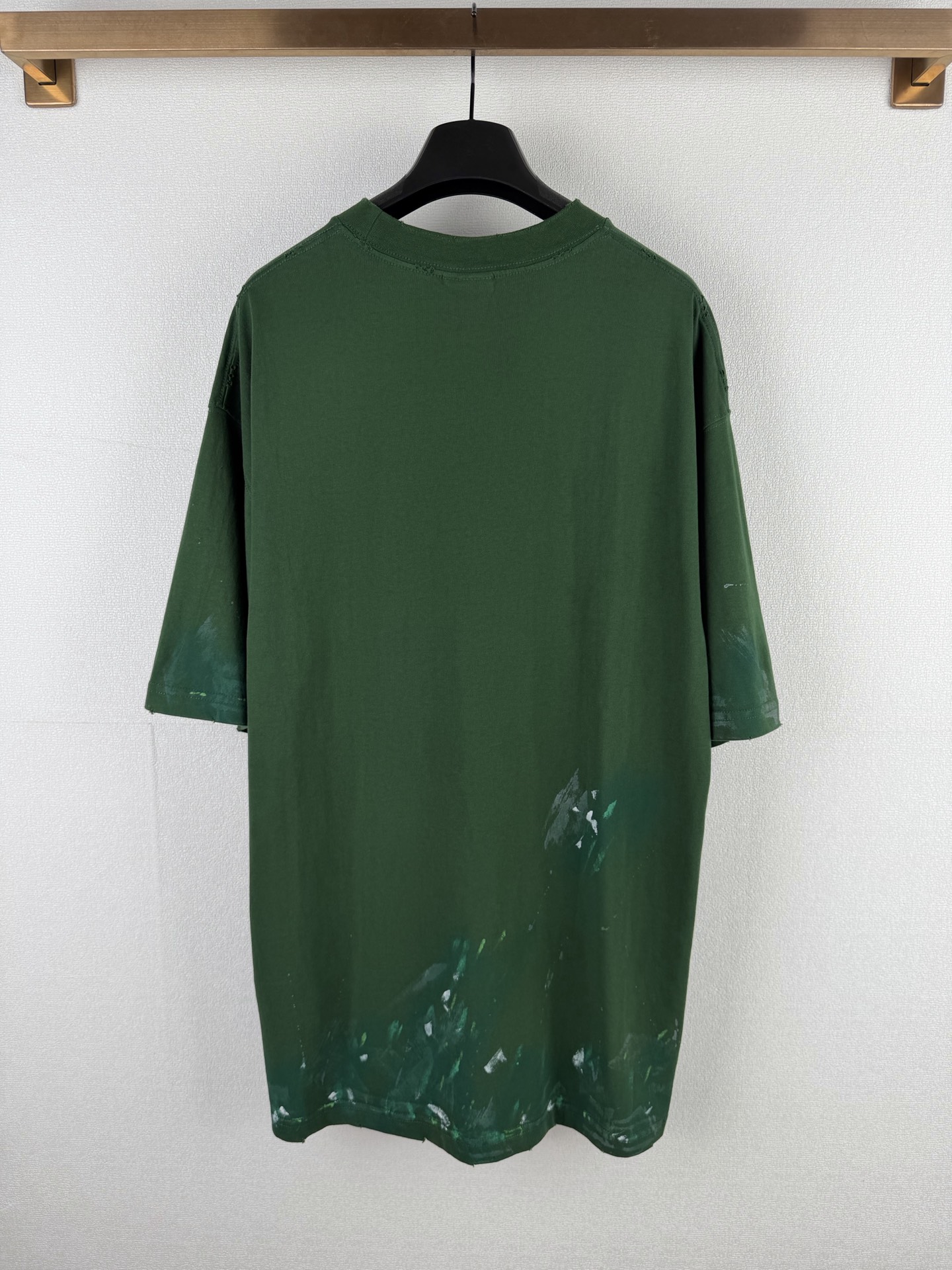 Balenciaga 高仿T恤 男款綠色做舊噴漆短袖寬鬆潮流上衣