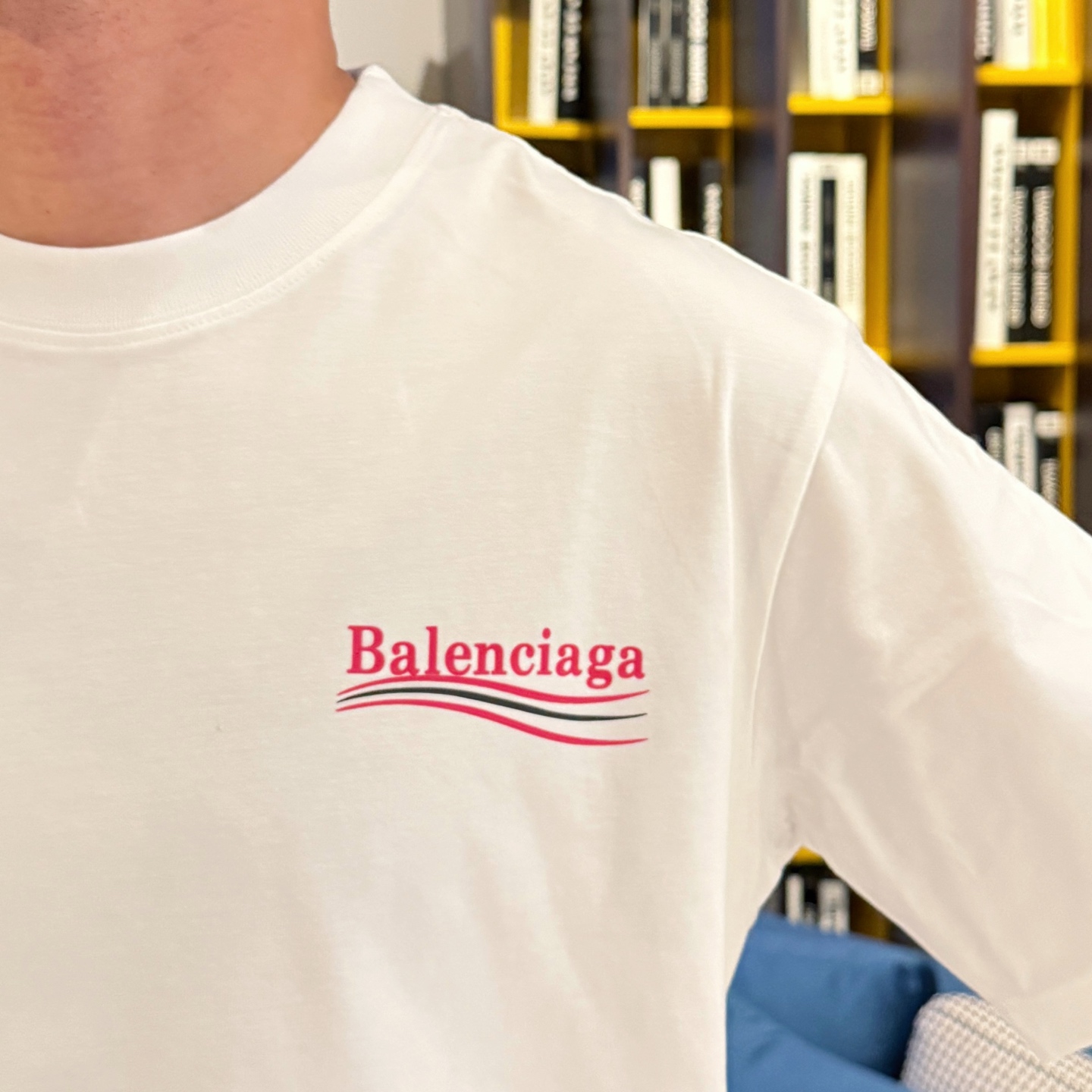 Balenciaga A貨T恤 男款白色漸變LOGO寬鬆短袖上衣