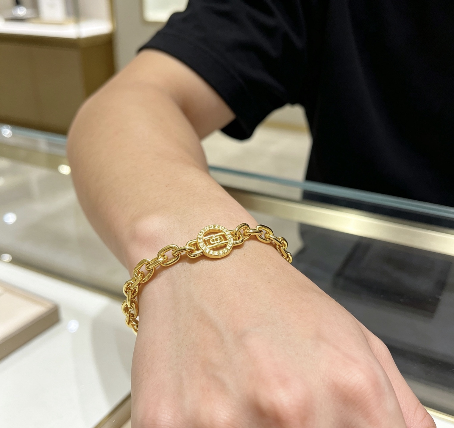 BVLGARI 復刻 圓牌鏈條手鍊 厚鏈設計 時尚款