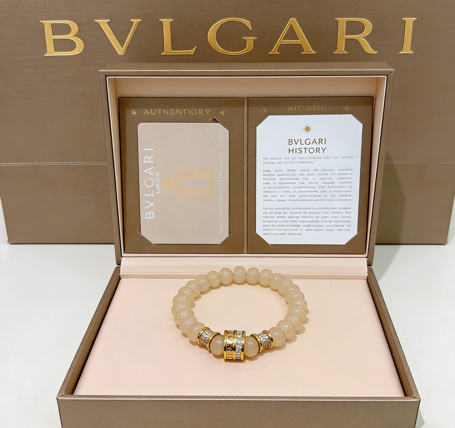 BVLGARI 原單 玉珠手鍊 中央鑲鑽設計 優雅氣質款